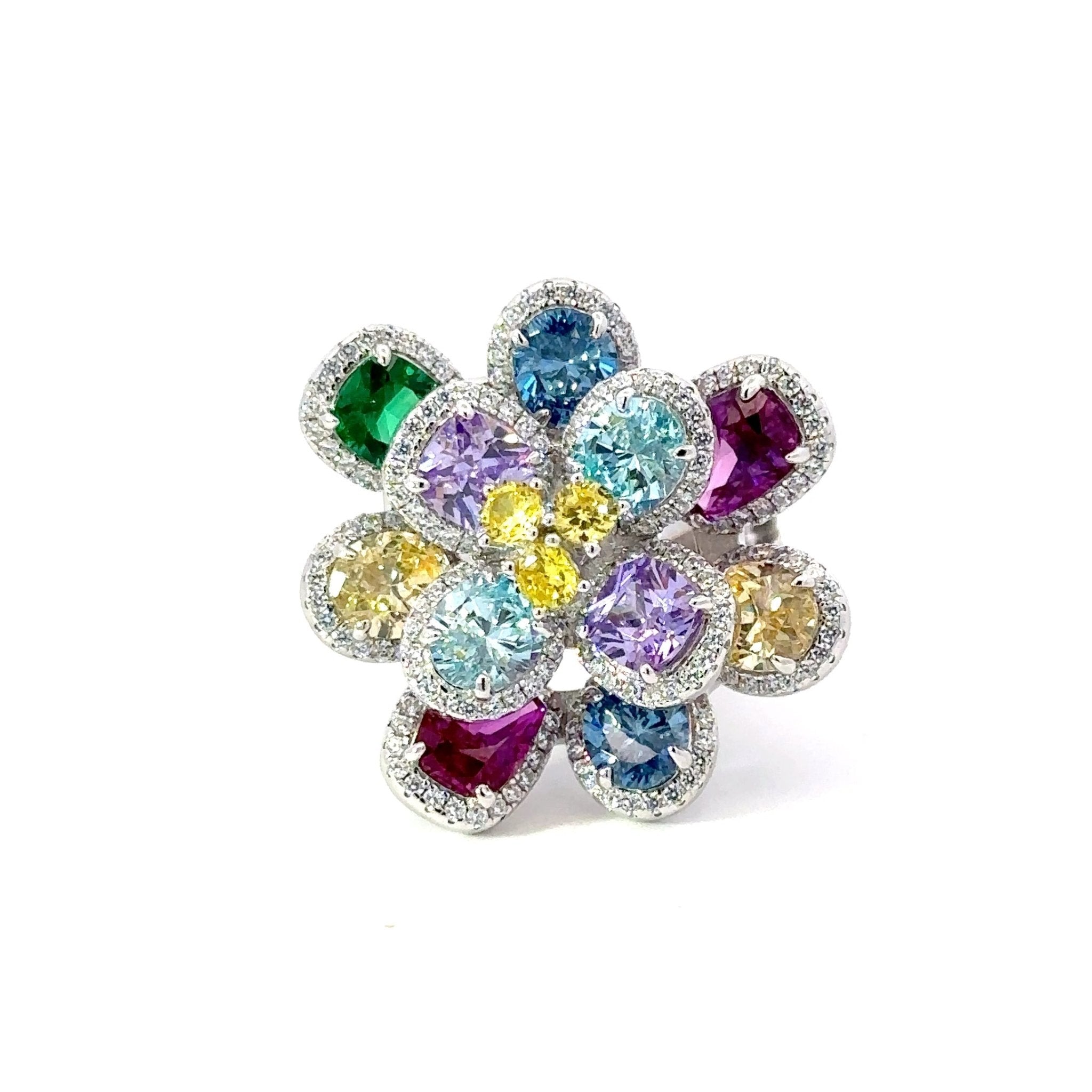 Multi Flower Silver Ring by Natkina