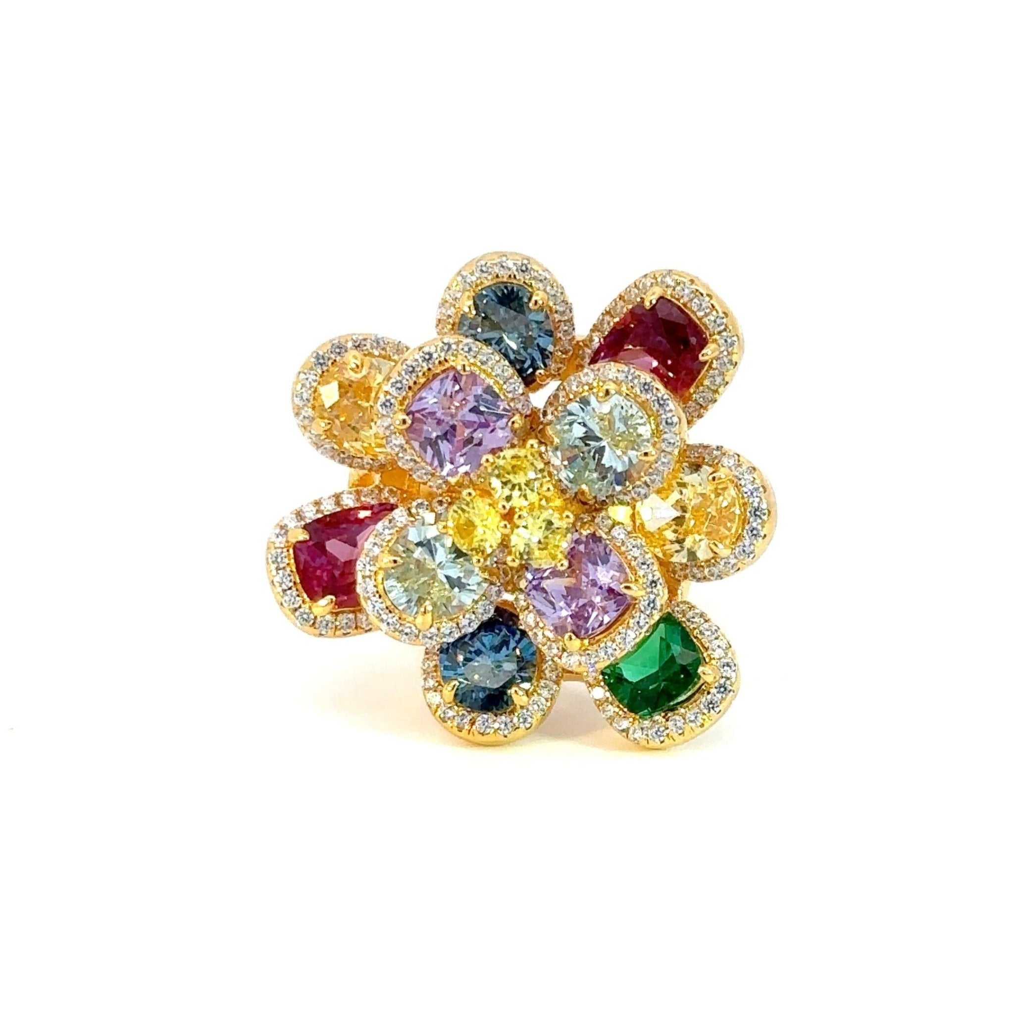 Multi Flower Silver Ring by Natkina