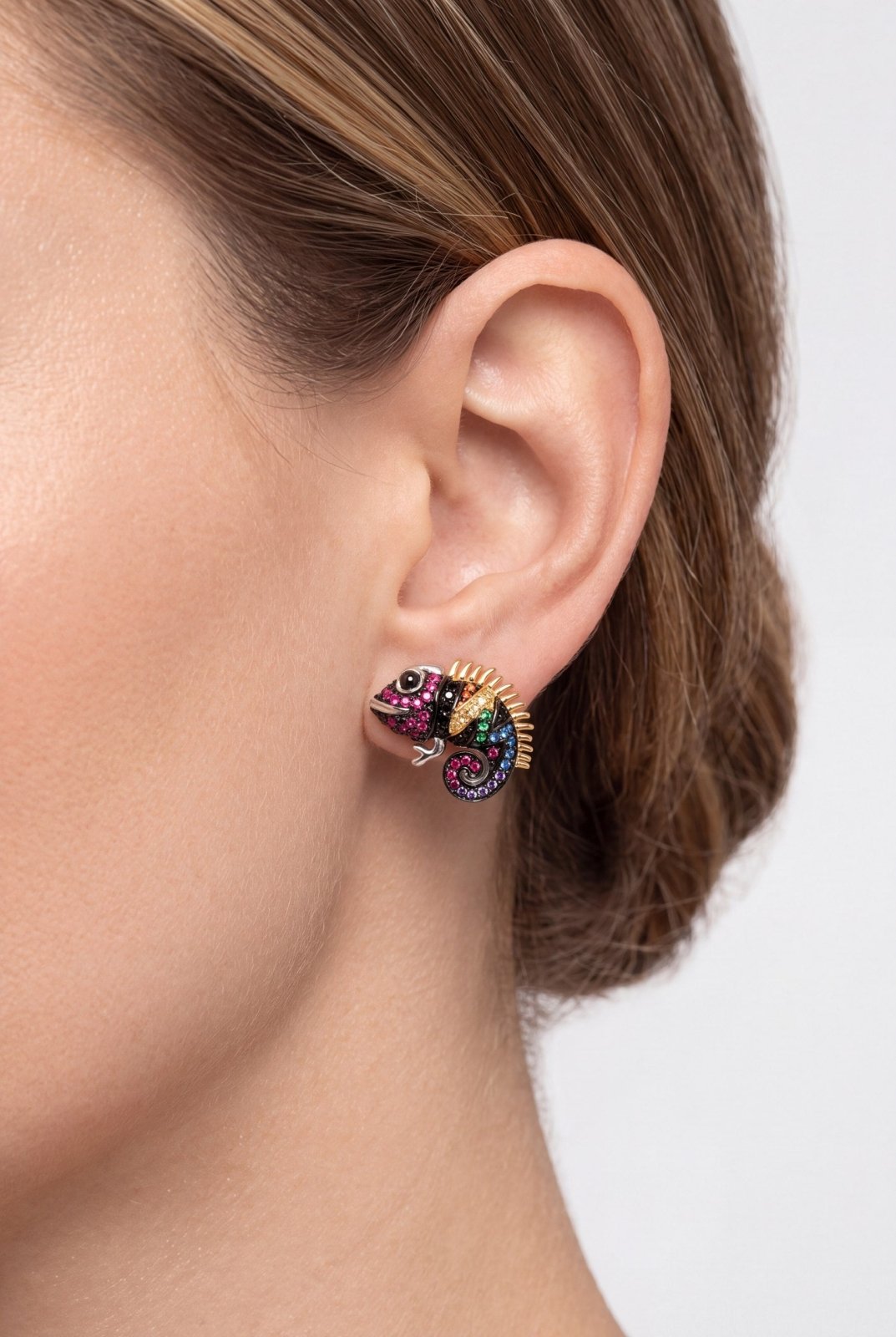 Multicolor Chameleon Earrings by Natkina