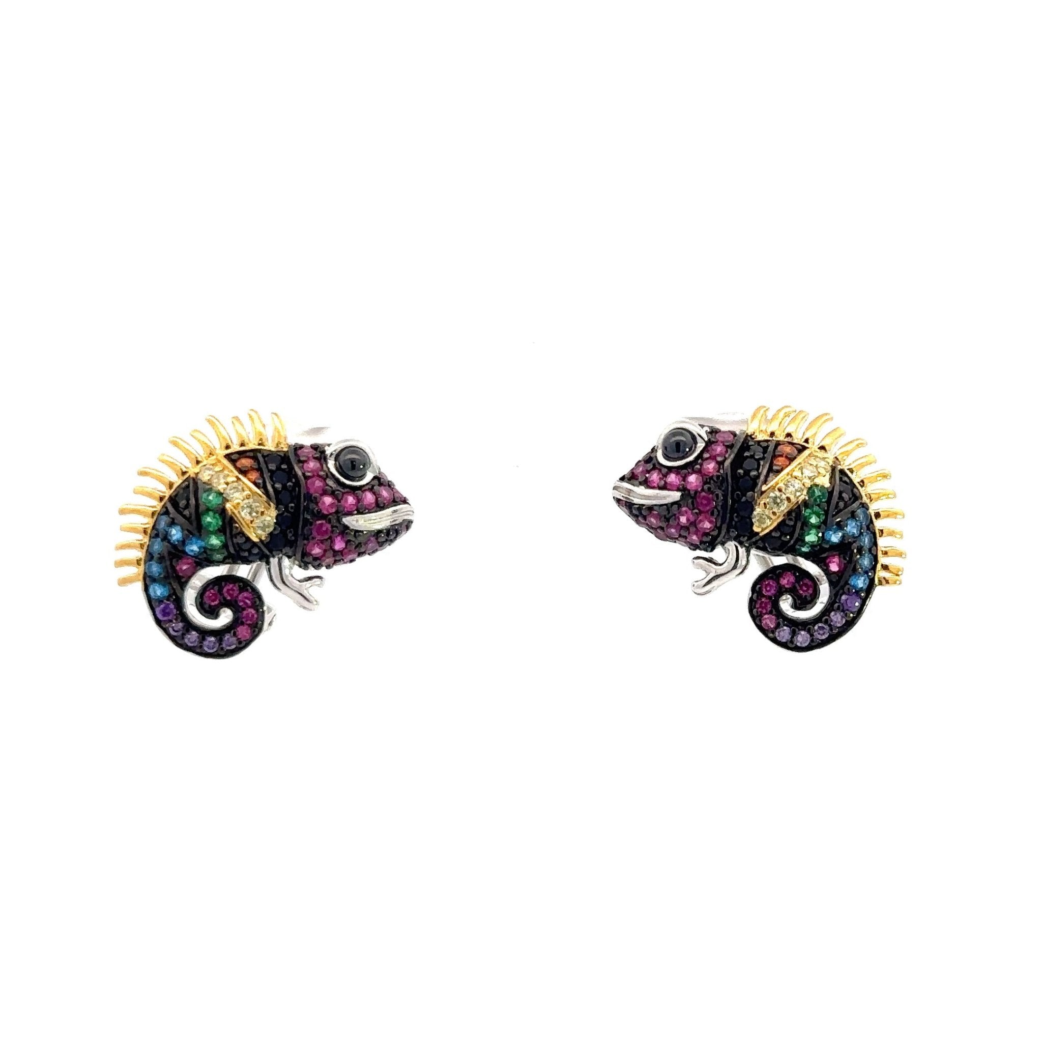 Multicolor Chameleon Silver Earrings by Natkina