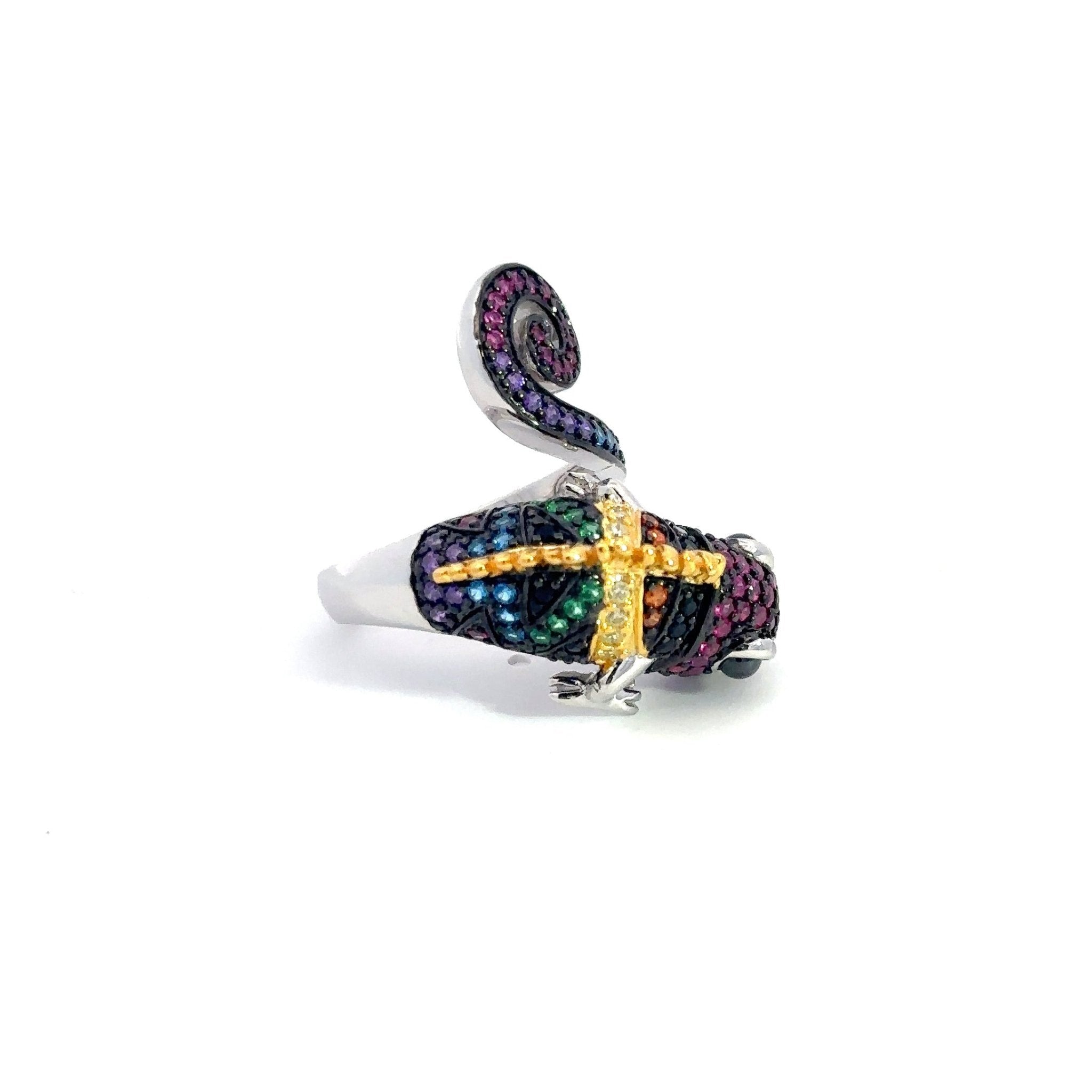 Multicolor Chameleon Silver Ring by Natkina