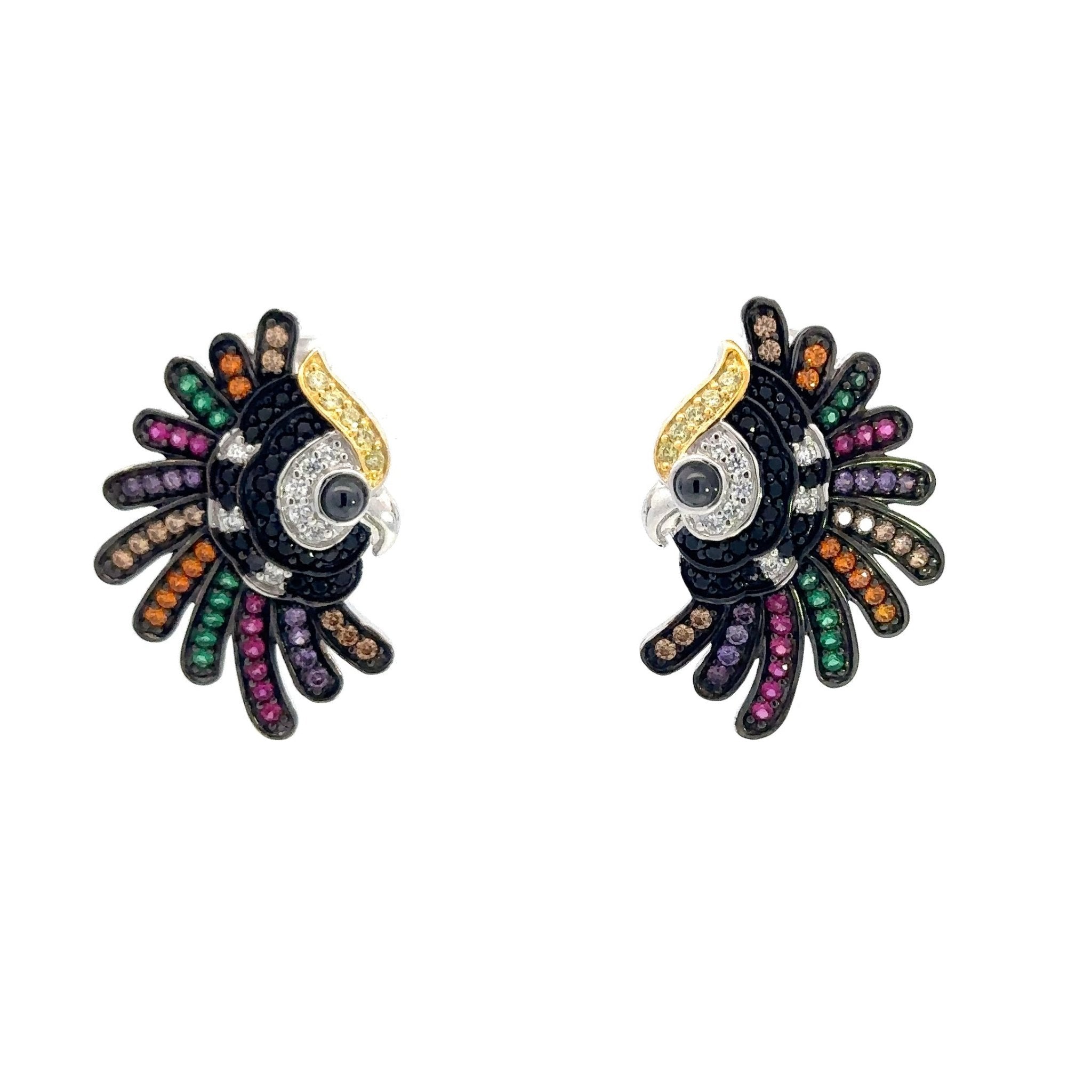 Multicolor Owl Silver Earrings by Natkina