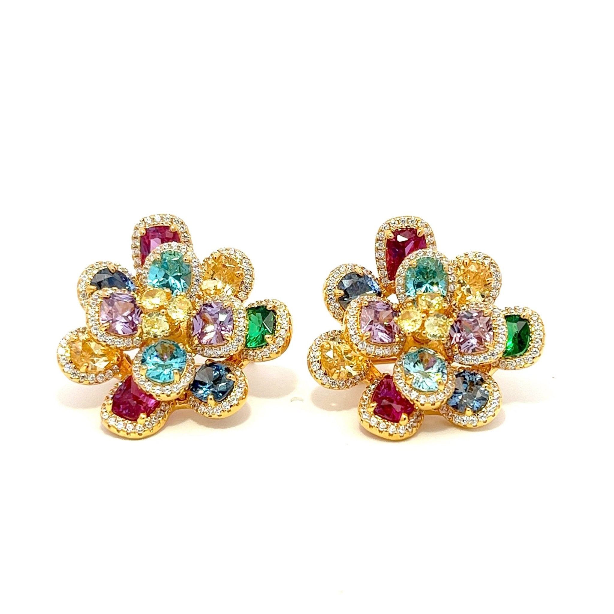 Multicolored Flower Silver Earrings by Natkina