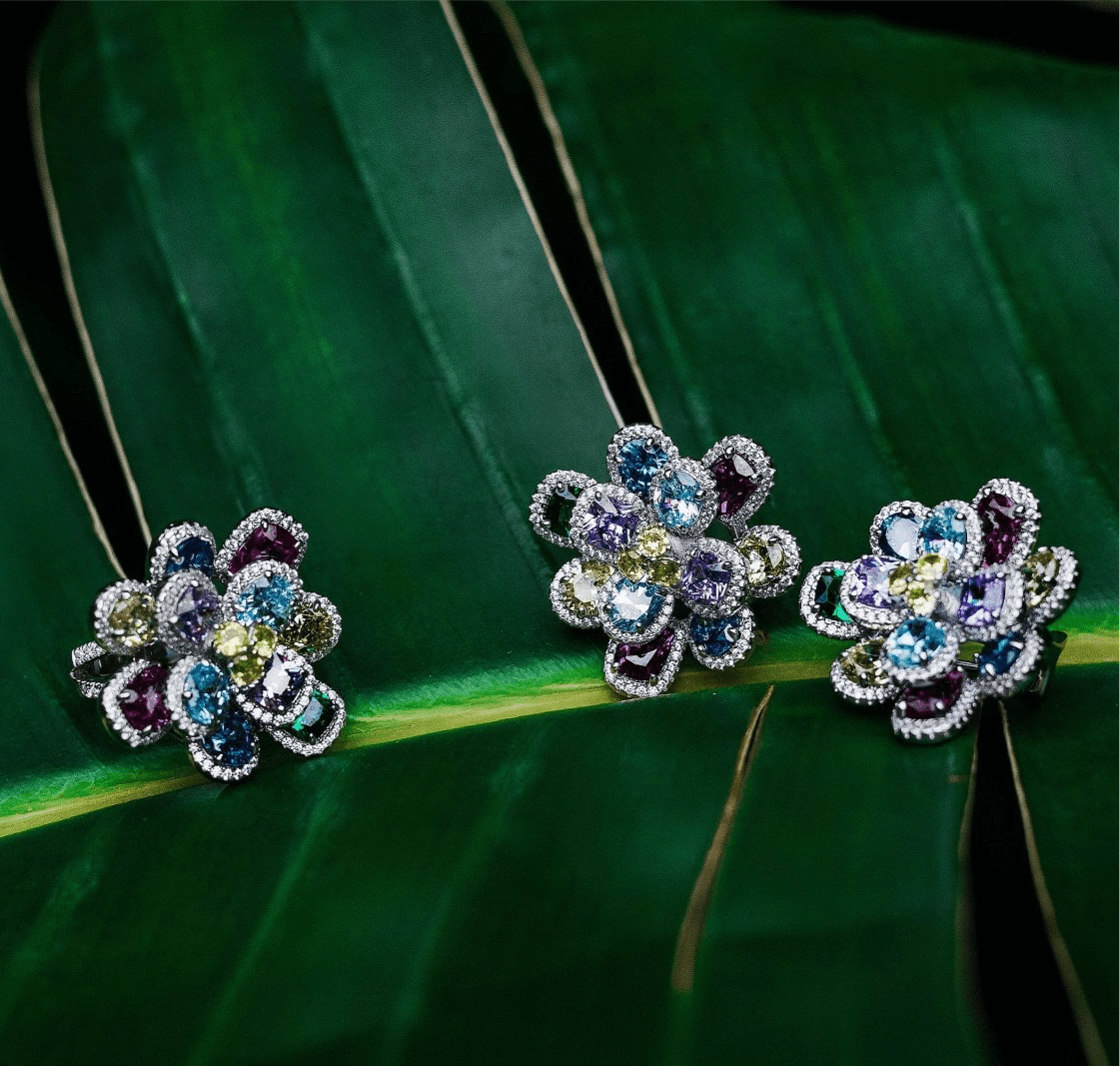 Multicoloured Flower Earrings by Natkina