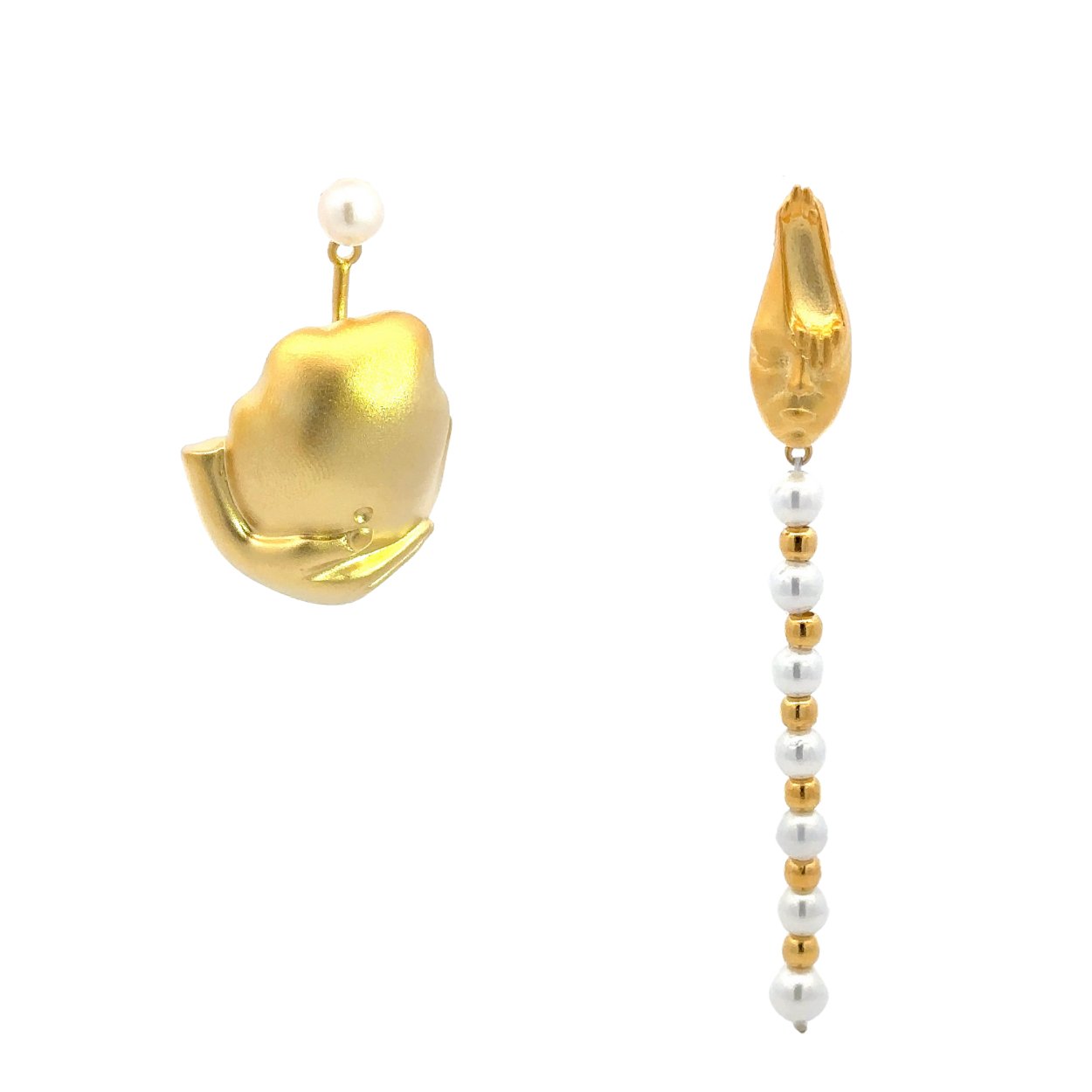 My Fight Mono Pearl Silver Dangle Earrings Body Shape Collection by Natkina