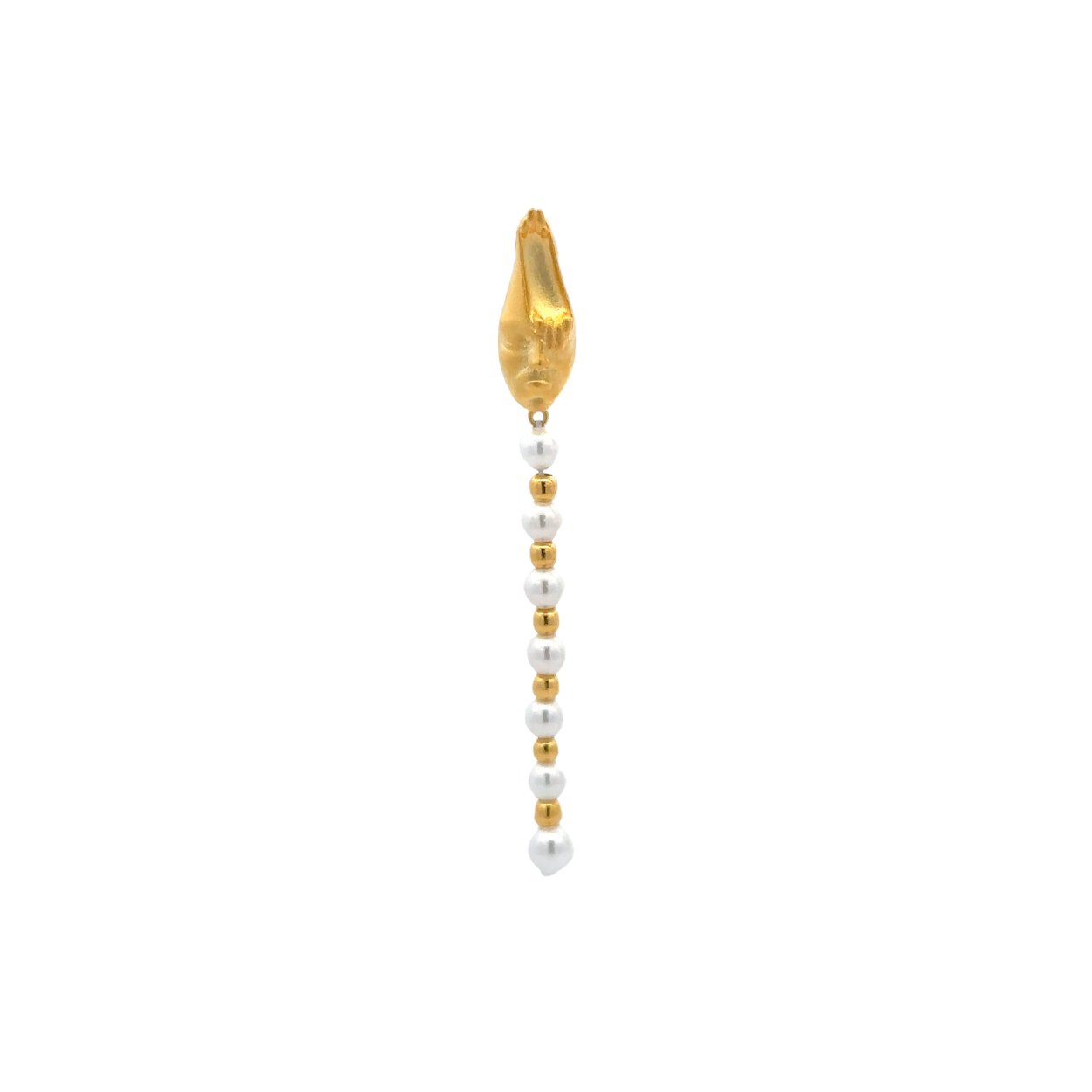 My Fight Mono Pearl Silver Dangle Earrings Body Shape Collection by Natkina