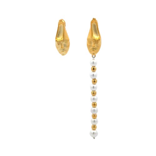 My Fight Mono Pearl Silver Dangle Earrings Body Shape Collection by Natkina