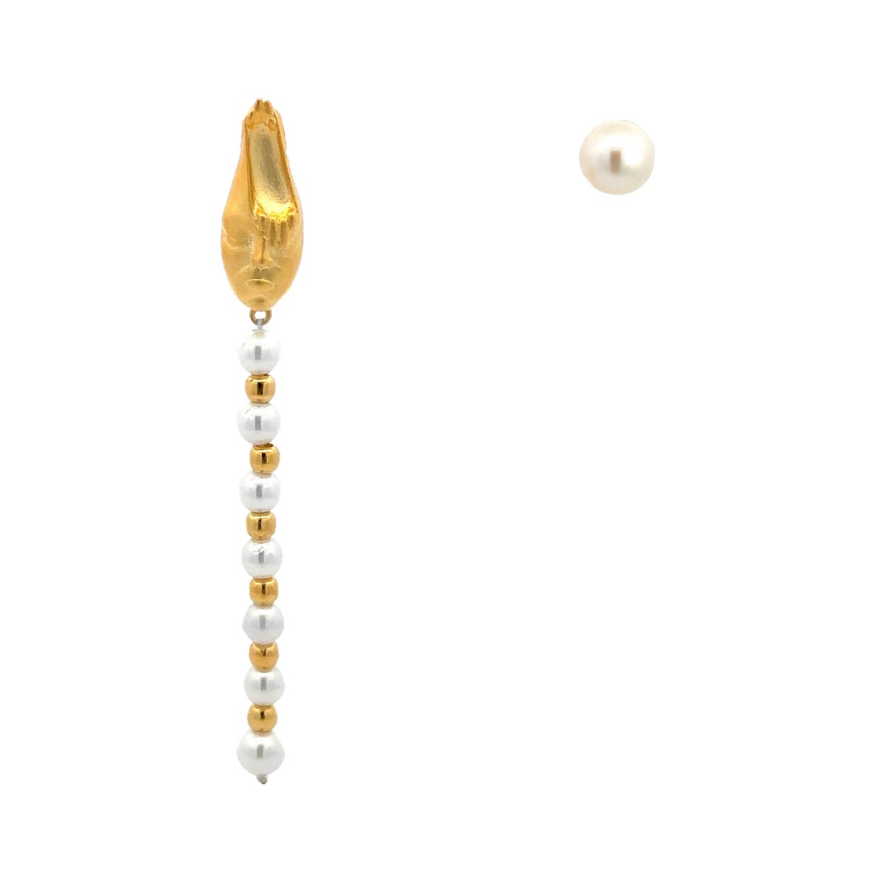 My Fight Mono Pearl Silver Dangle Earrings Body Shape Collection by Natkina