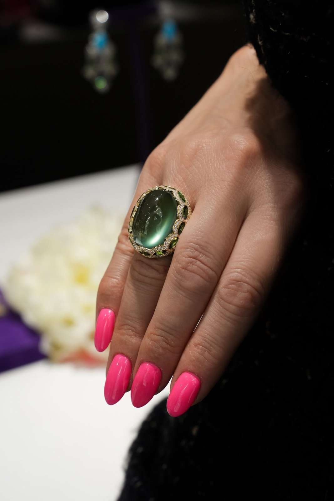 One of a Kind Prenite Diamond 18K Yellow Gold Ring by Natkina