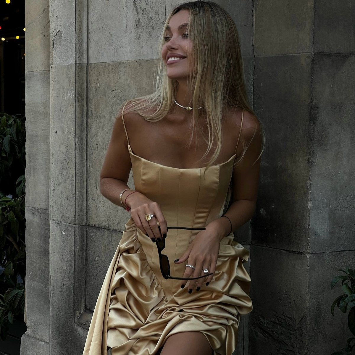 Oval Centred Tennis Silver Necklace by Natkina