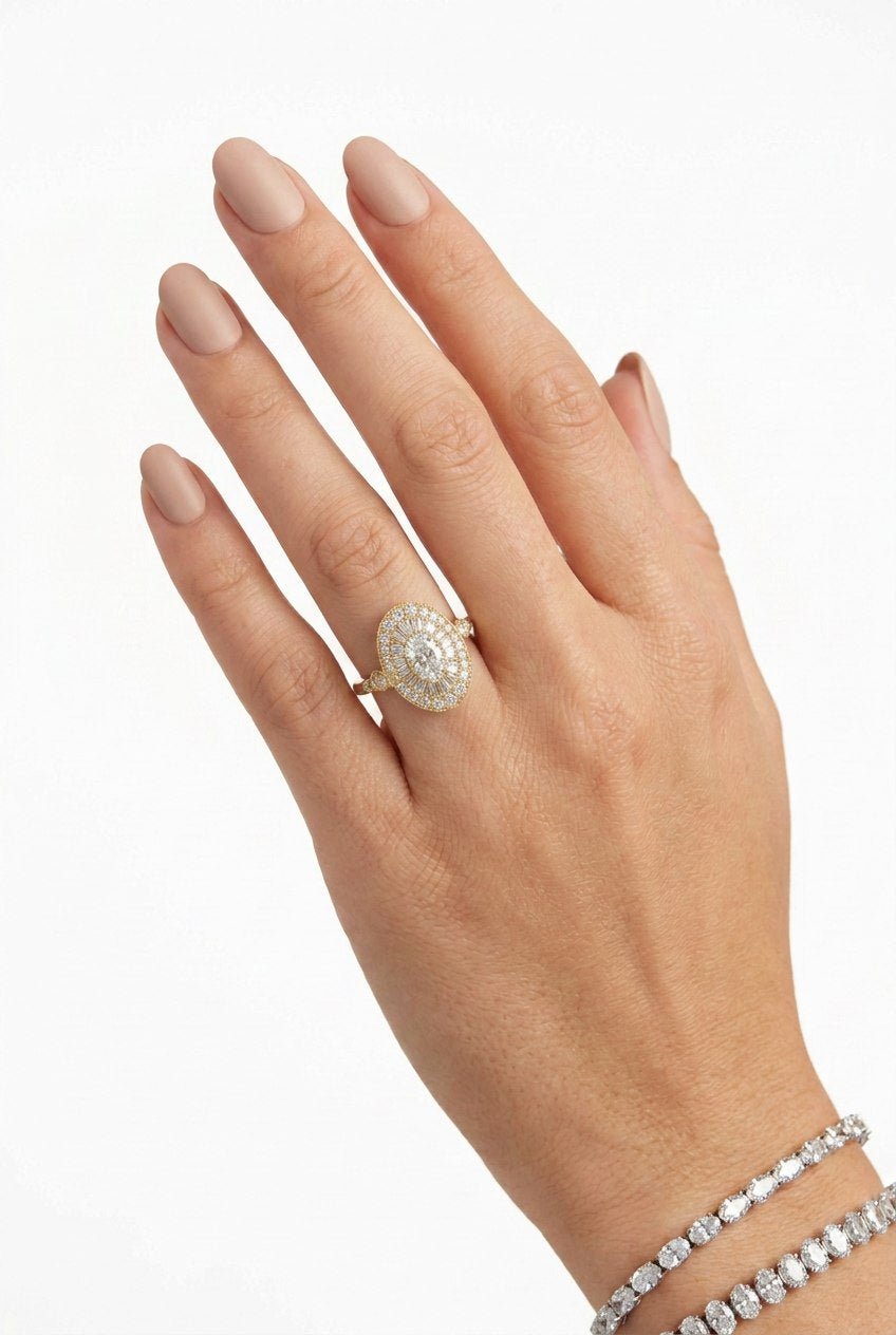 Oval Cluster Medallion Ring by Natkina