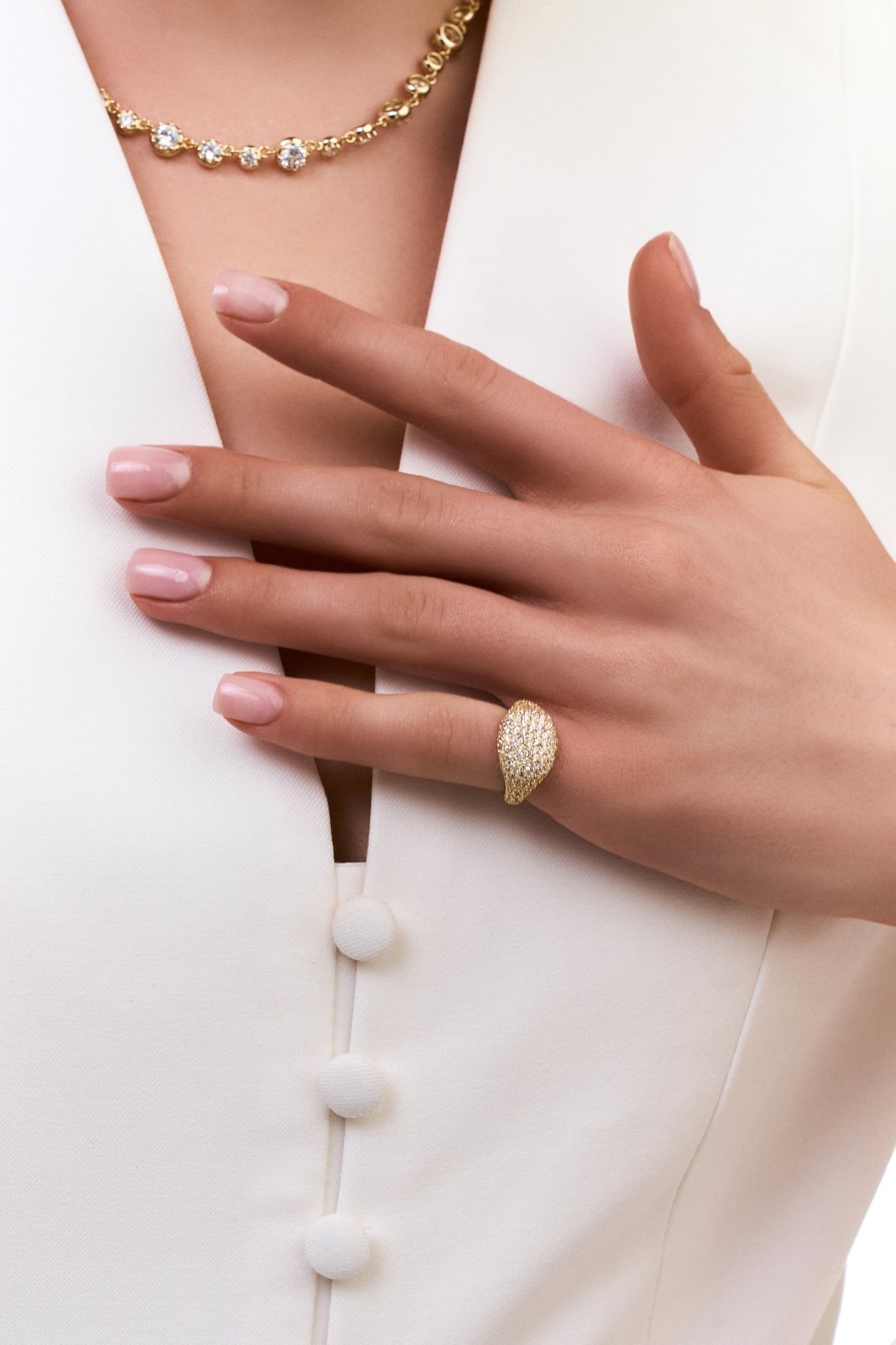 Pave Oval Pinky Ring by Natkina