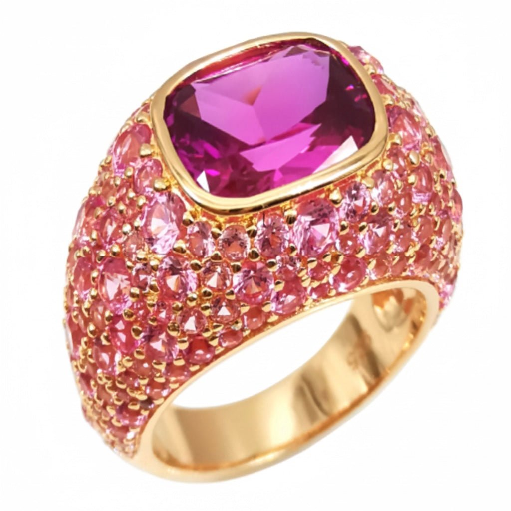 Pave Pink Brass Ring by Natkina