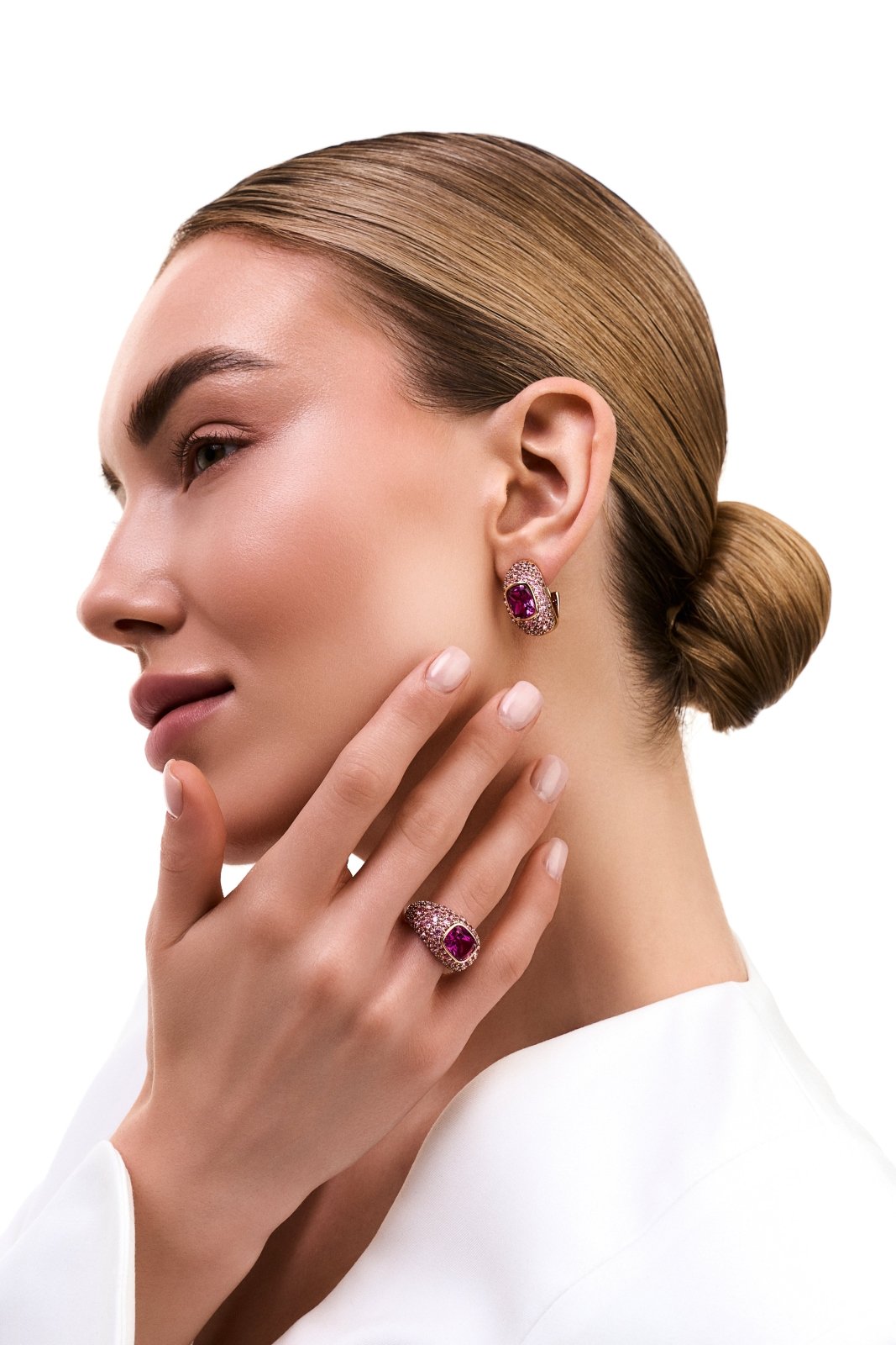 Pave Pink Brass Ring by Natkina