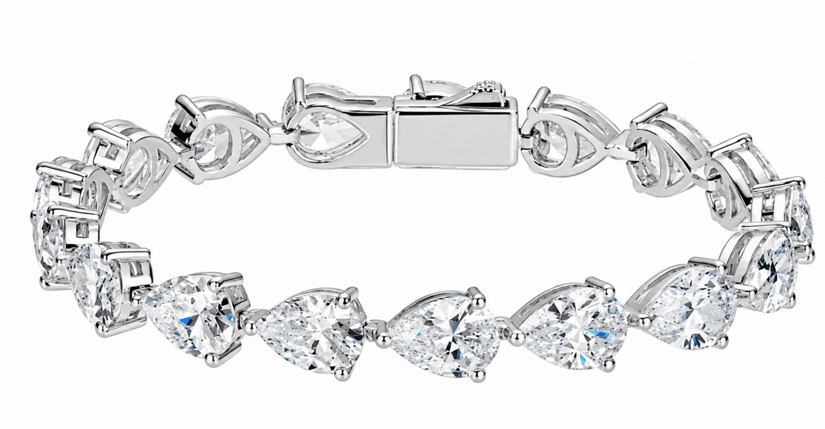 Pear-Cut Tennis Silver Bracelet by Natkina