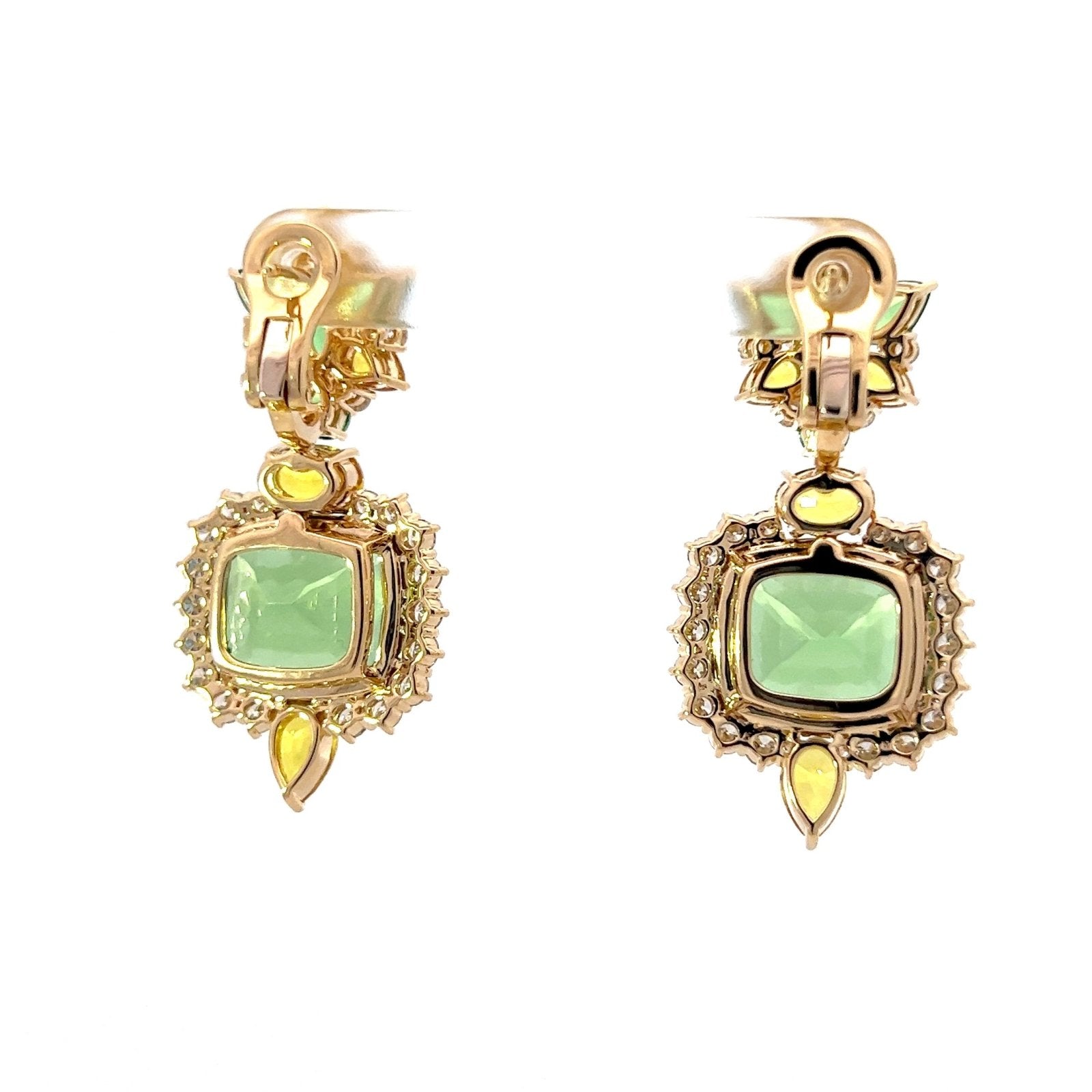 Peridot Yellow Sapphire Diamond 18K Yellow Gold Exclusive Earrings by Natkina