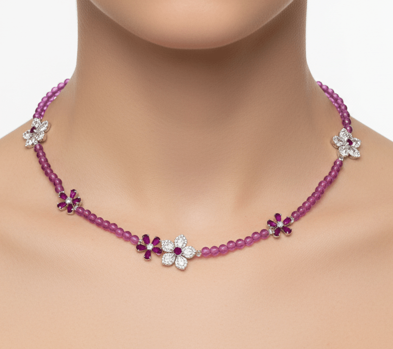 Pink Blossom Necklace by Natkina