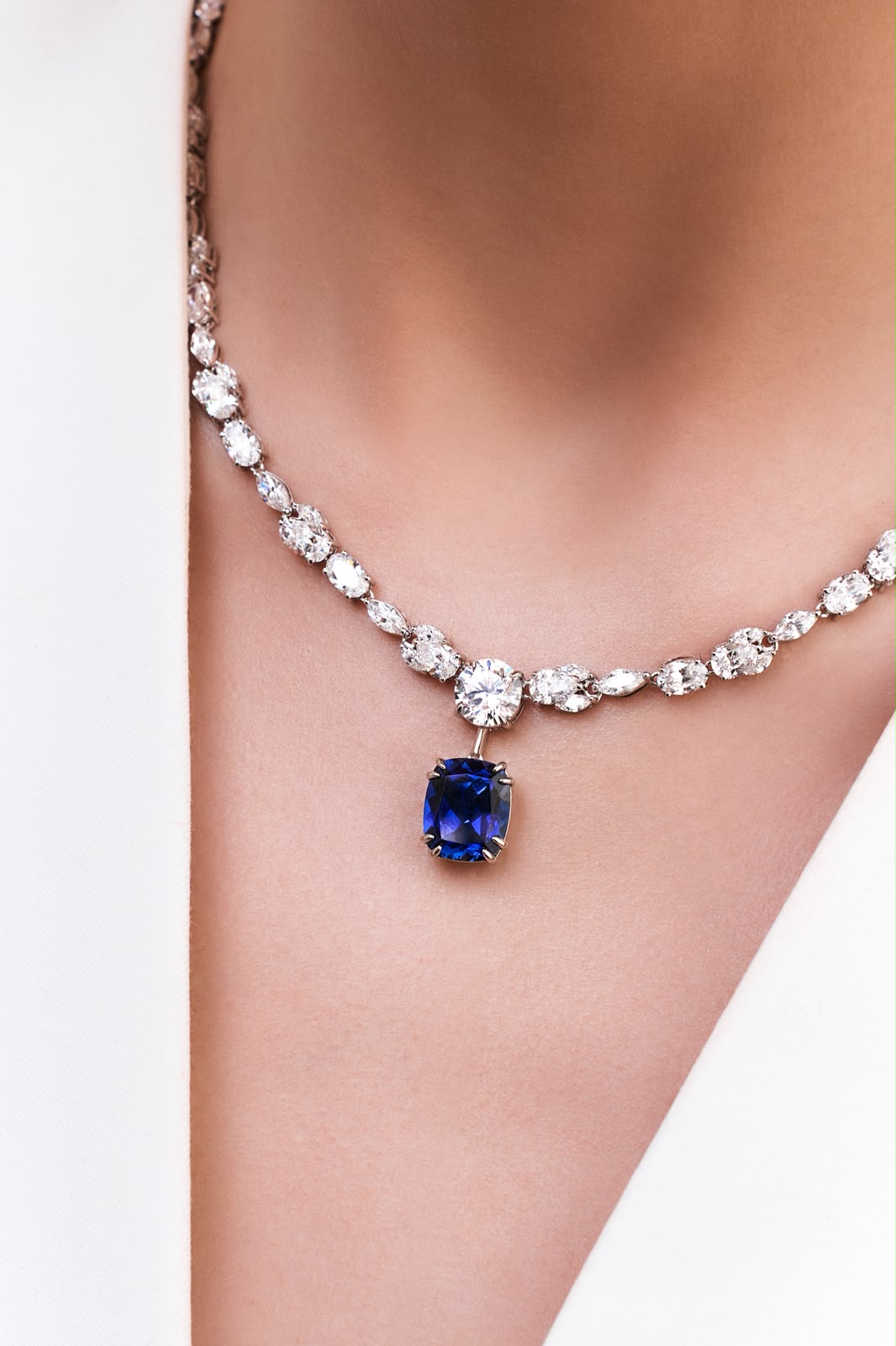 Posh Blue Cushion-Cut Stone Brass Necklace by Natkina