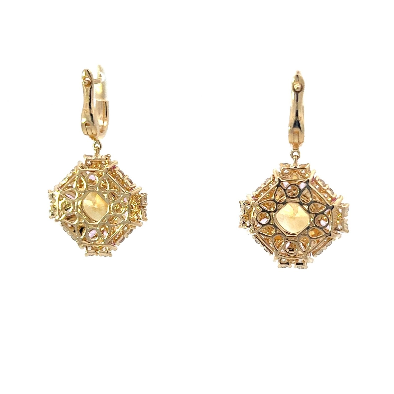 Posh Citrine Sapphires Diamond 18K Yellow Gold Exclusive Earrings by Natkina