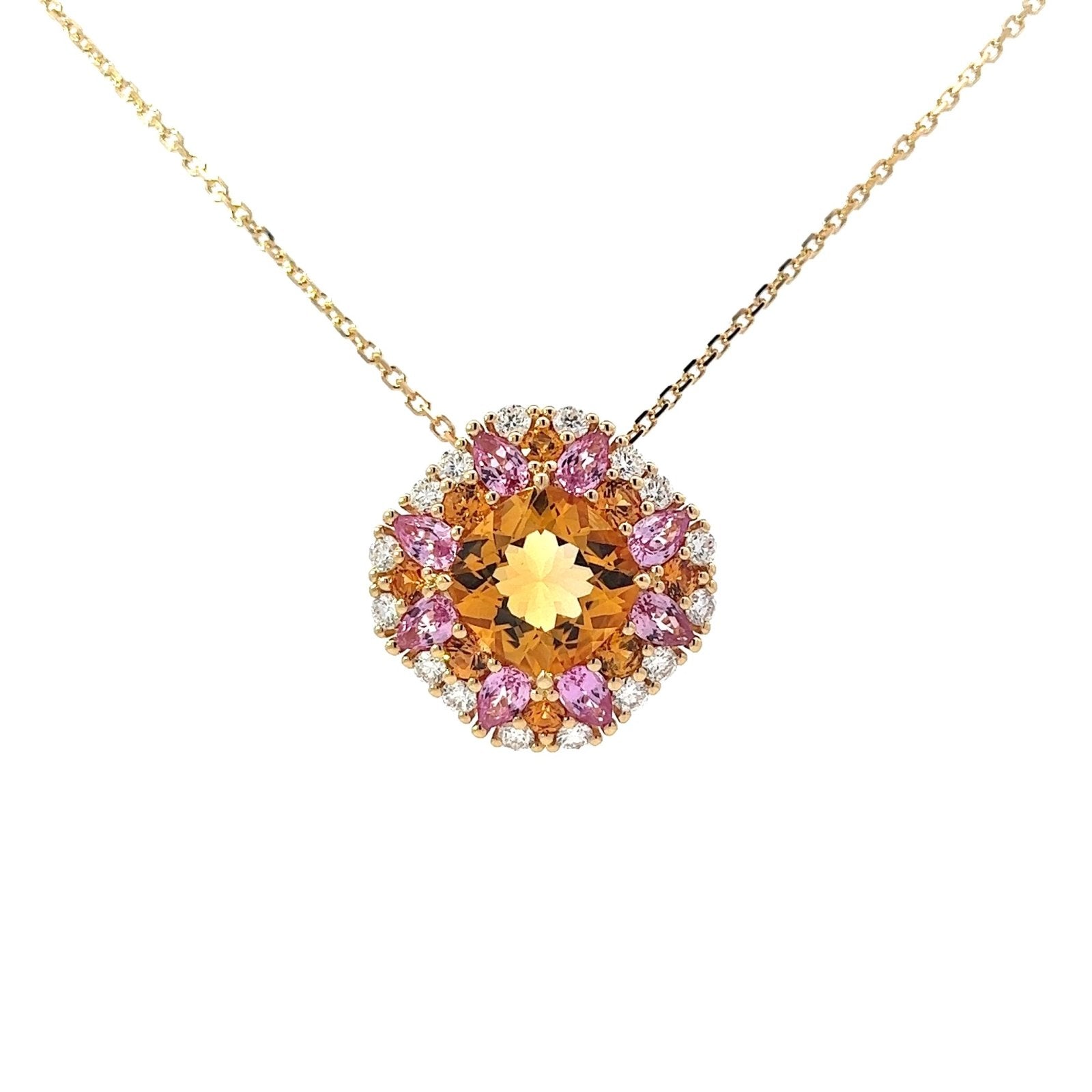 Posh Citrine Sapphires Diamond 18K Yellow Gold Exclusive Necklace by Natkina