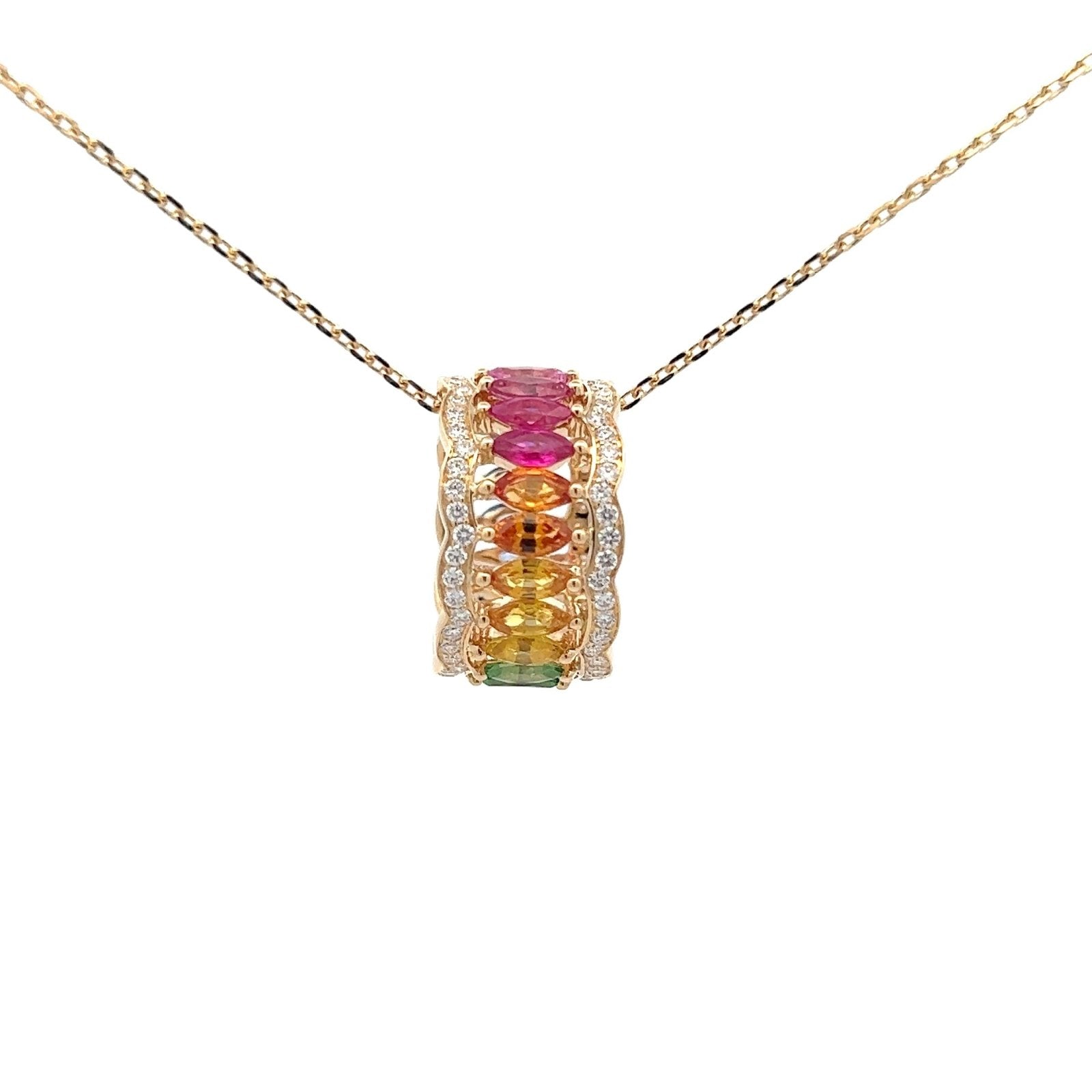 Rainbow Multi Sapphires 18K Yellow Gold Necklace by Natkina