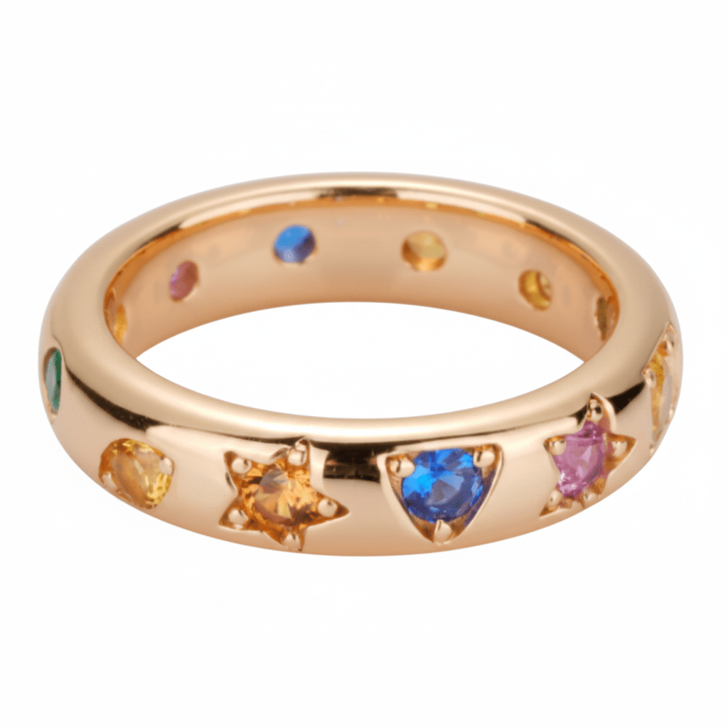 Rainbow Siver Band Ring by Natkina