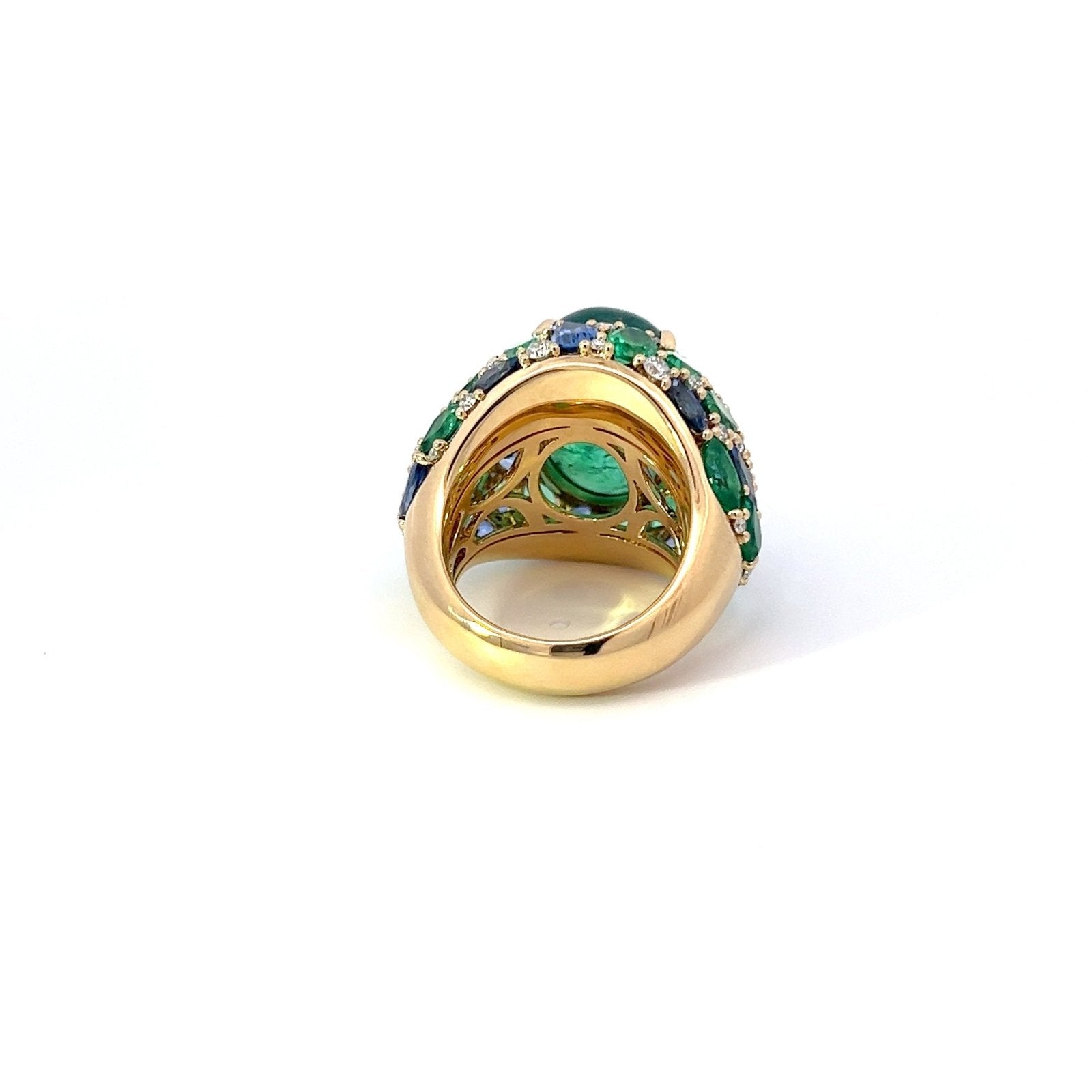 Remarkable Emerald Sapphire Diamond 18K Yellow Gold Ring For Her by Natkina