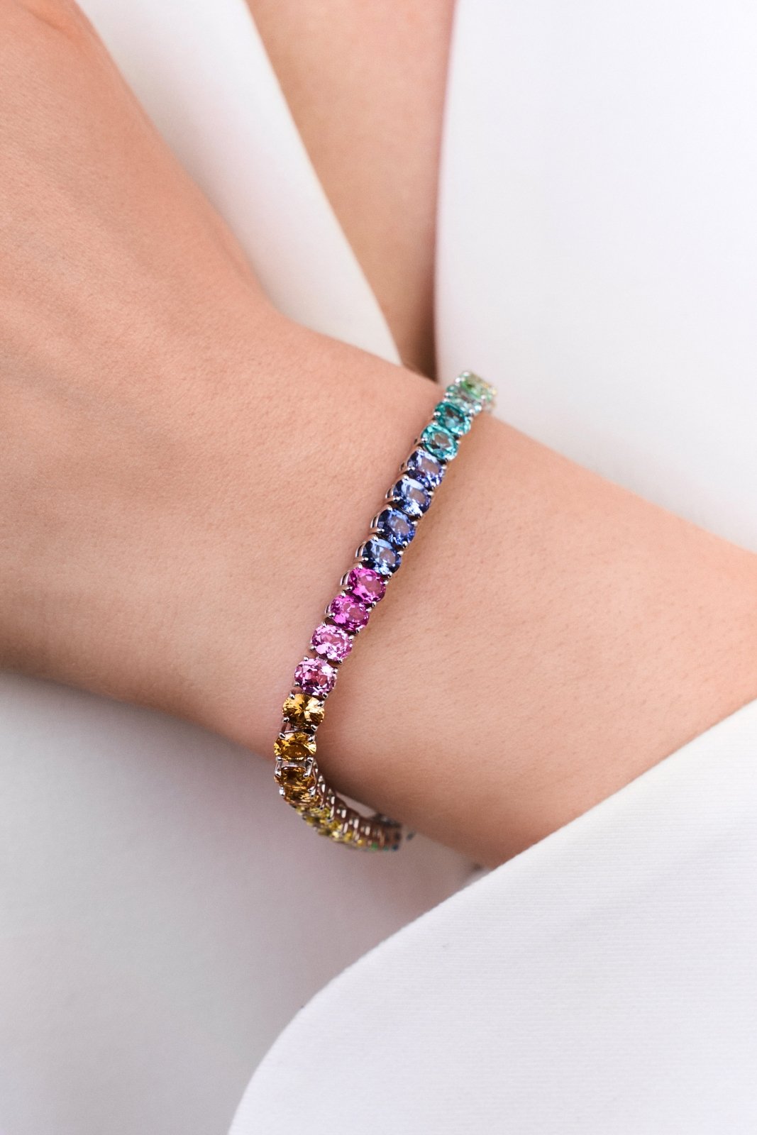 Round Rainbow Tennis Bracelet by Natkina