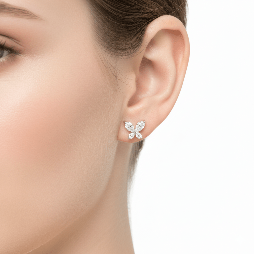 Silver Butterfly Earring by Natkina