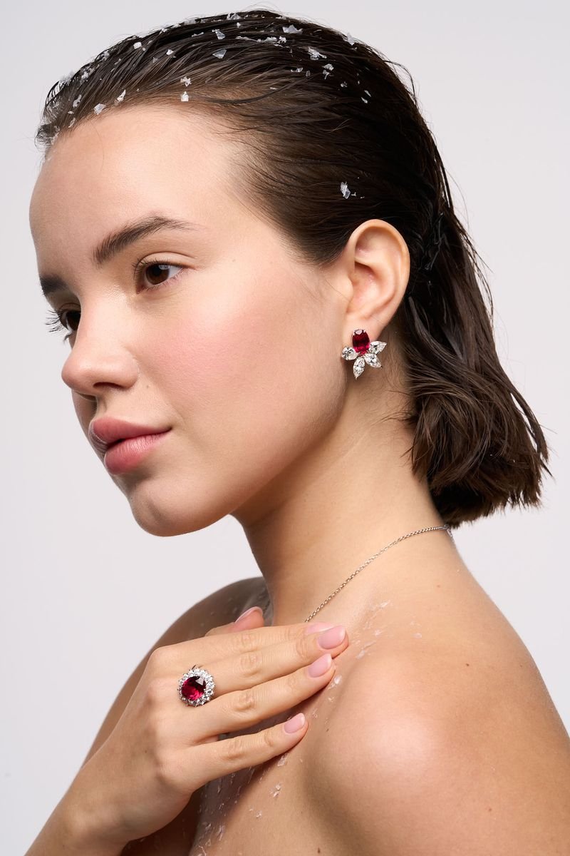 Silver Ruby Earrings by Natkina