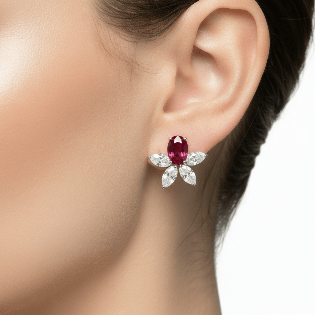 Silver Ruby Earrings by Natkina