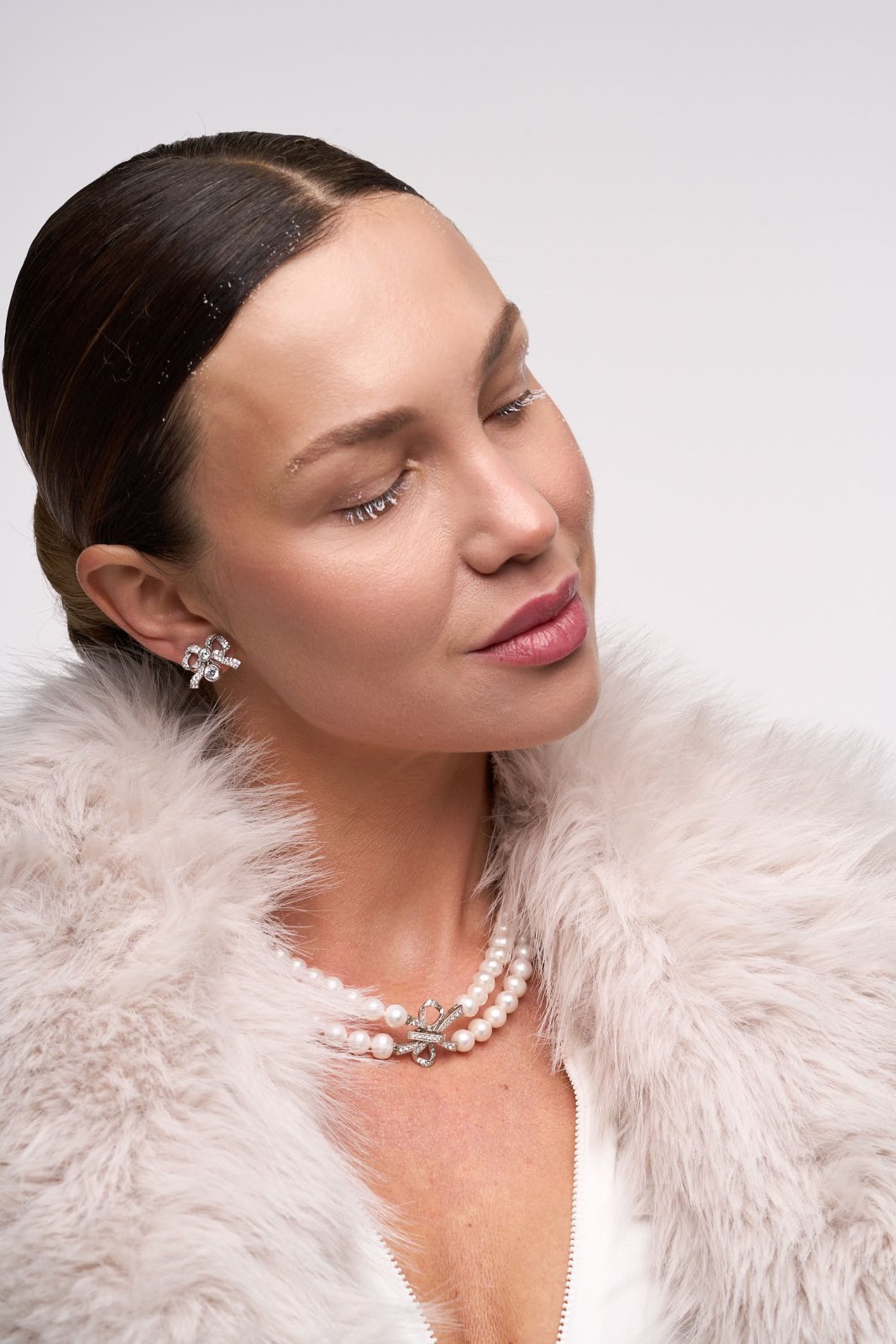 Silver Sparkle Bow Earrings by Natkina