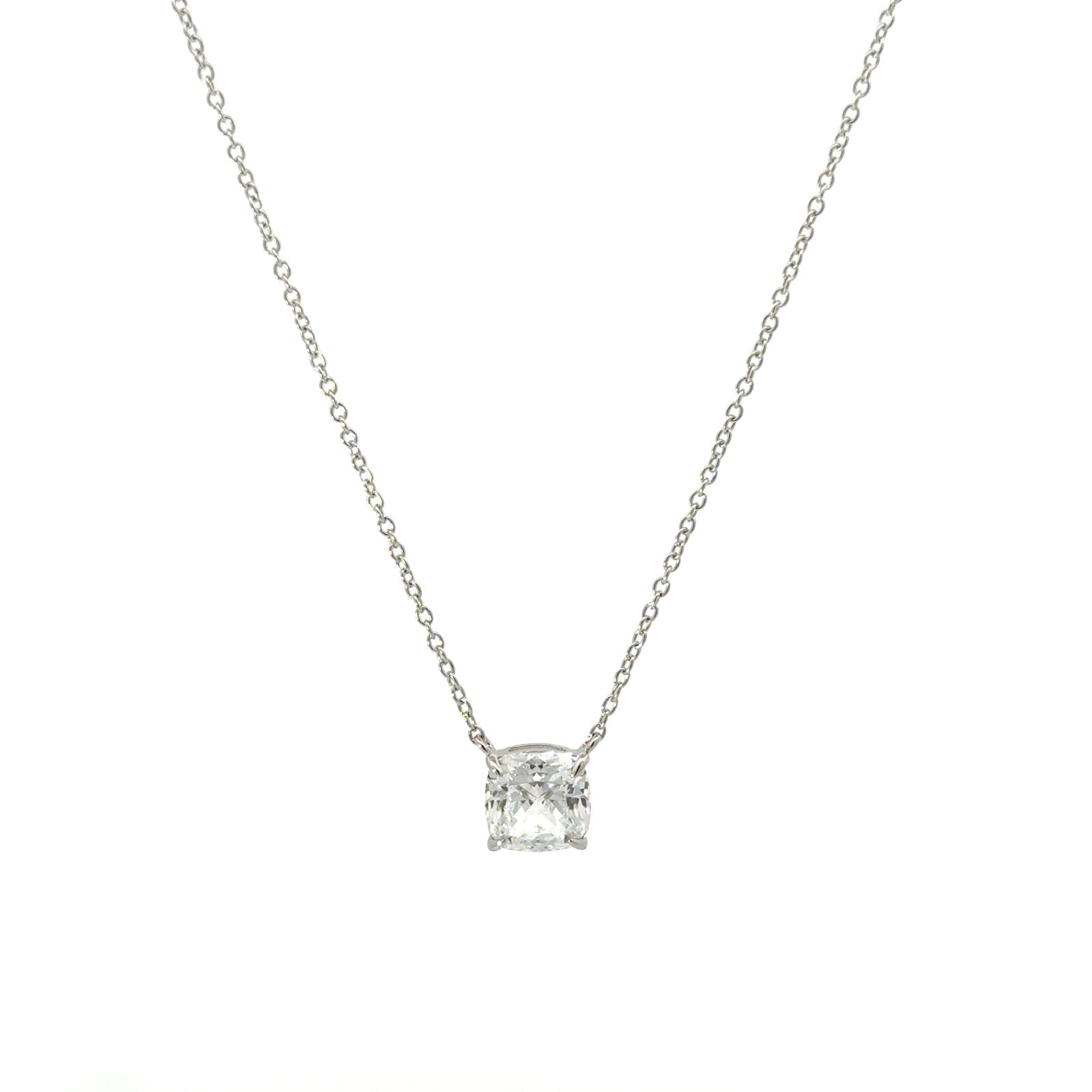 Single Cushion Cut 8 x 8 mm CZ Silver Necklace by Natkina