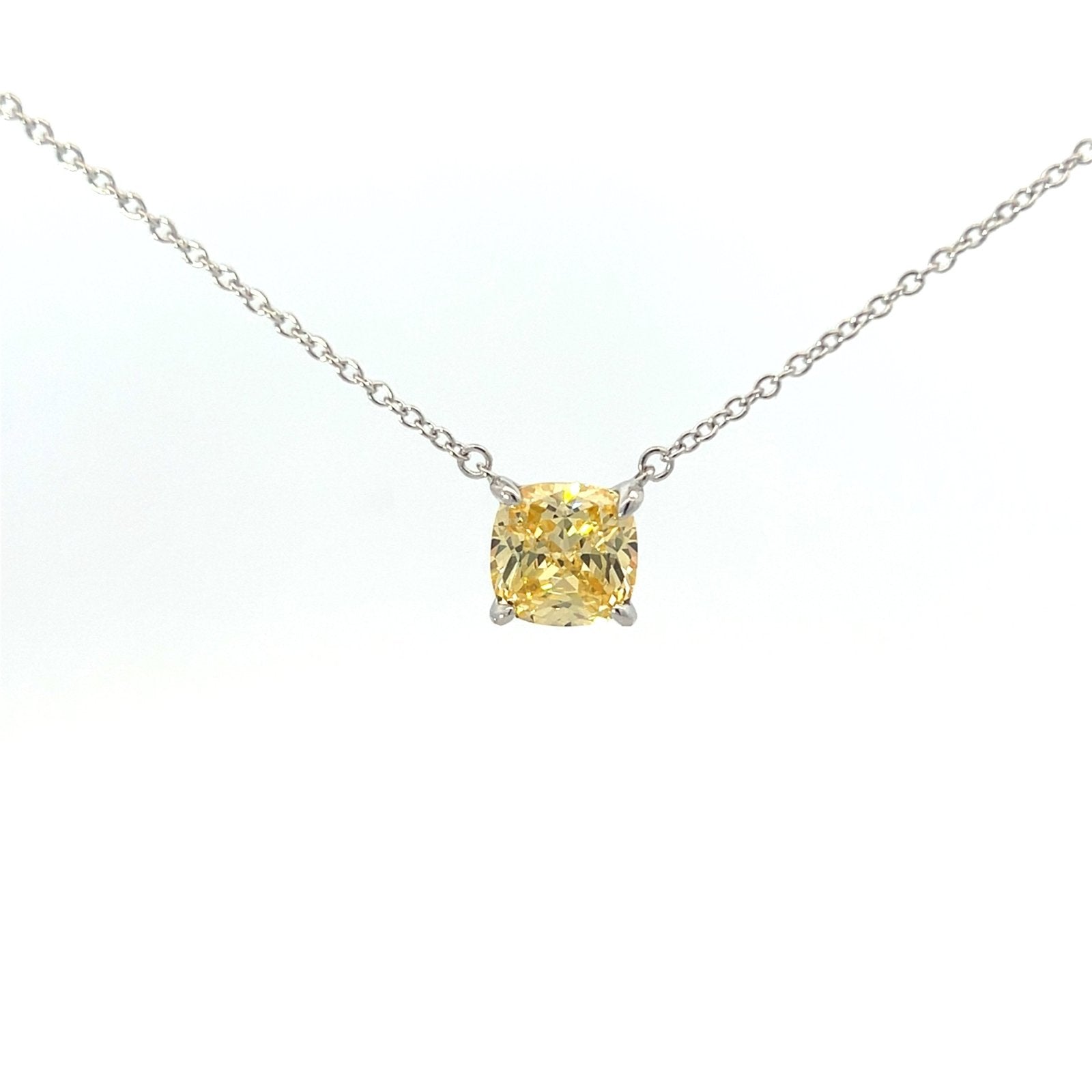 Single Cushion Cut 8 x 8 mm CZ Silver Necklace by Natkina