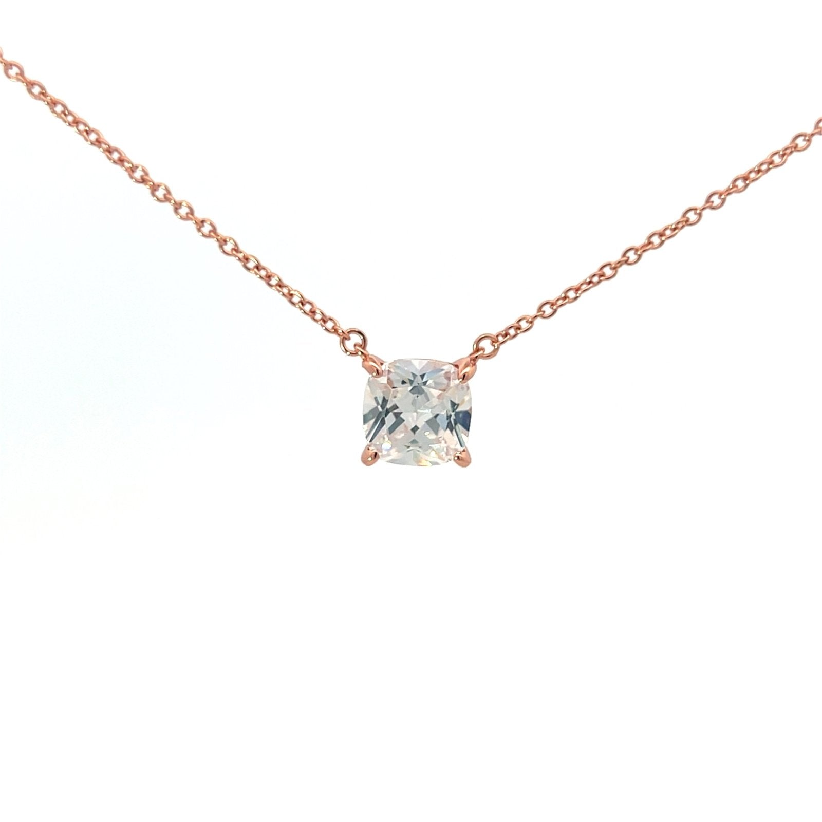 Single Cushion Cut 8 x 8 mm CZ Silver Necklace by Natkina