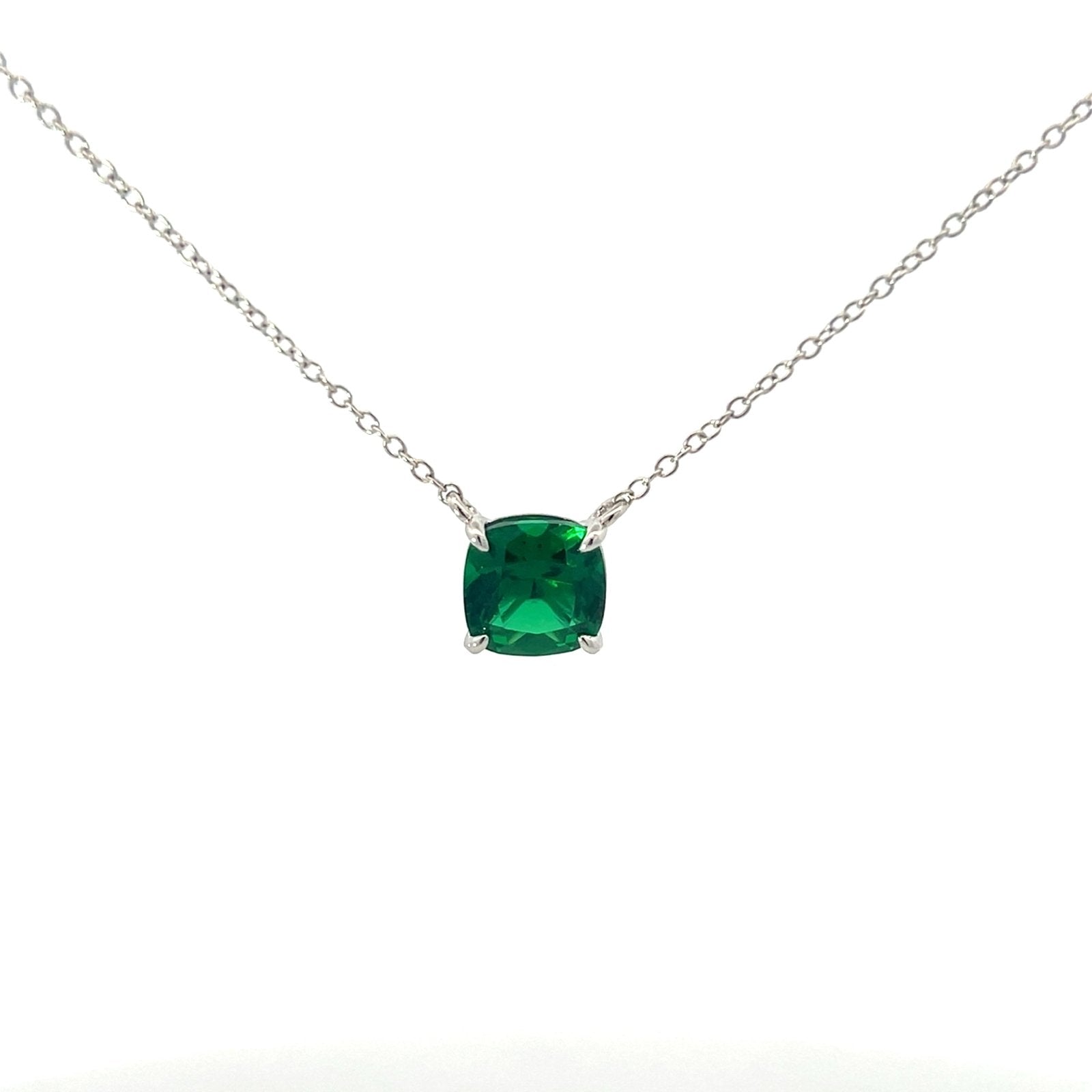Single Cushion Cut 8 x 8 mm CZ Silver Necklace by Natkina