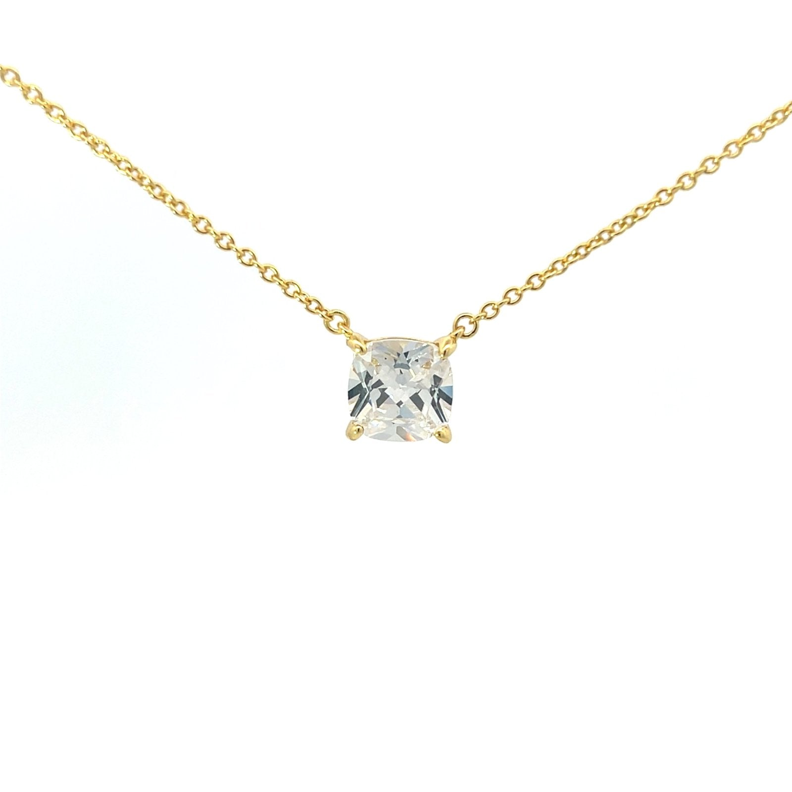 Single Cushion Cut 8 x 8 mm CZ Silver Necklace by Natkina