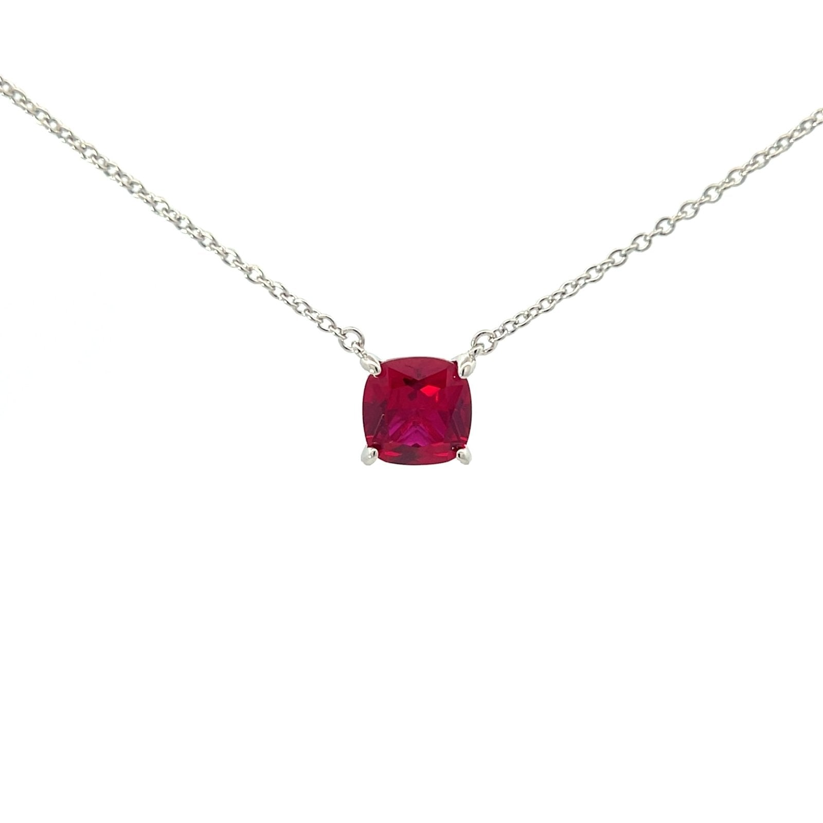 Single Cushion Cut 8 x 8 mm CZ Silver Necklace by Natkina