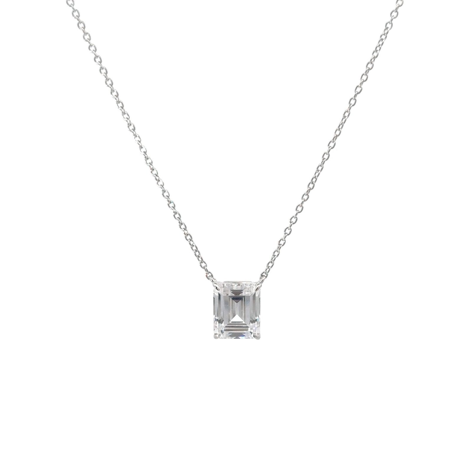 Single Emerald Cut 10 x 7.5 mm Silver Necklace by Natkina