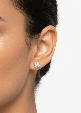 Small Flowers Stud Silver Earrings by Natkina