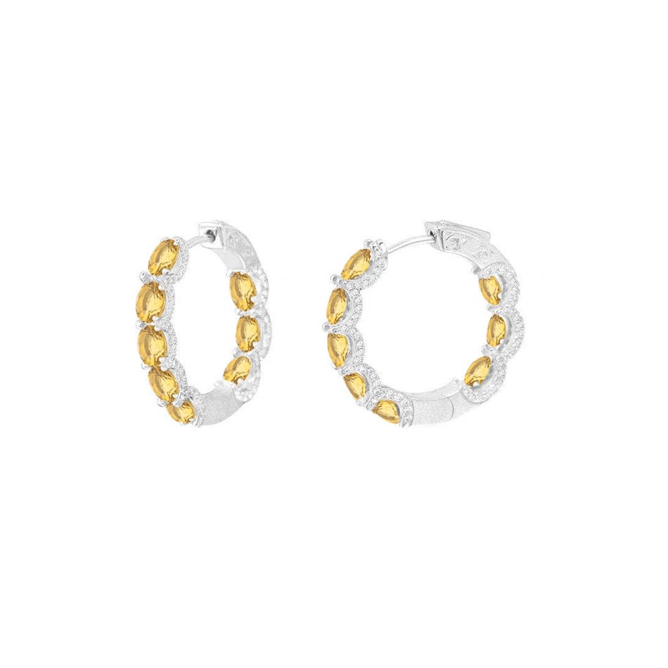 Small Silver Hoop Earring Diamond Imitation by Natkina