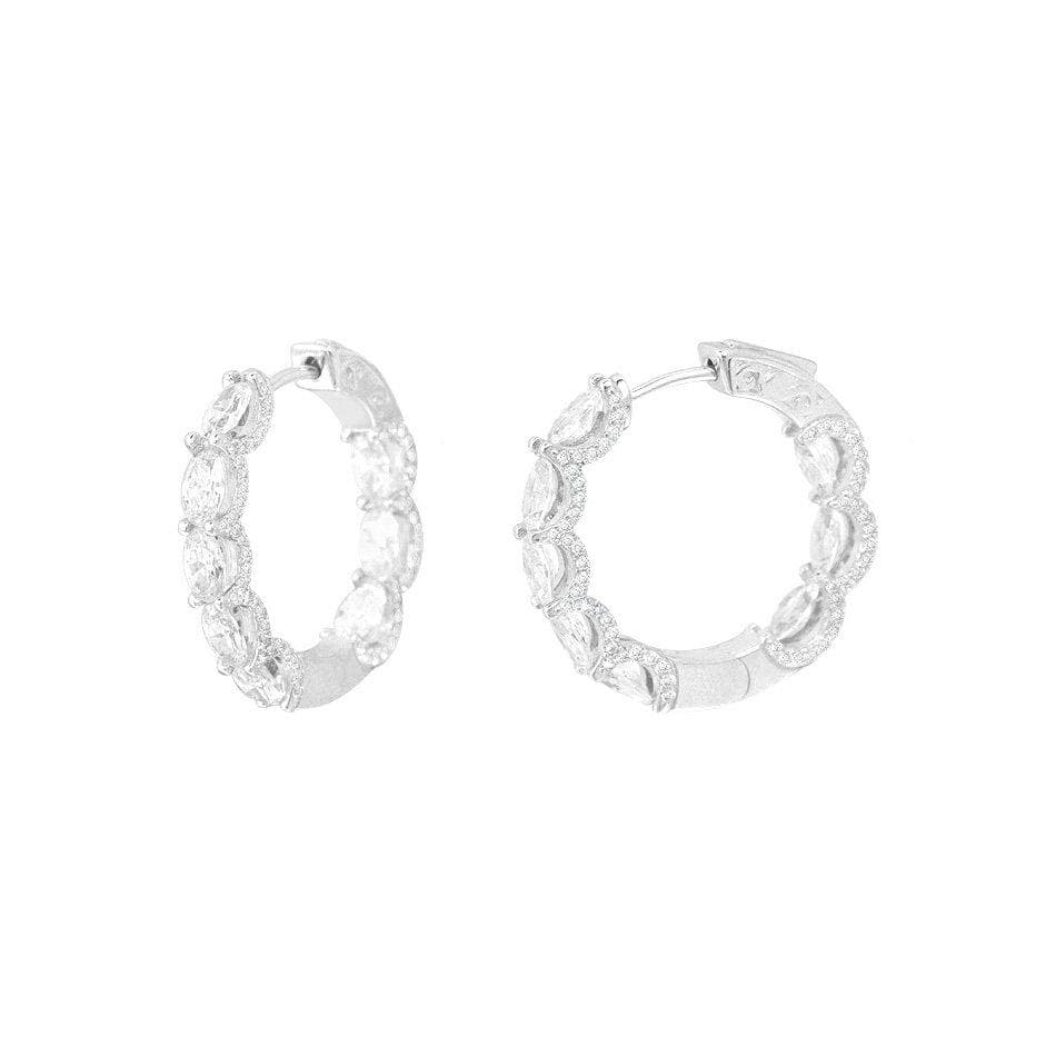 Small Silver Hoop Earring Diamond Imitation by Natkina