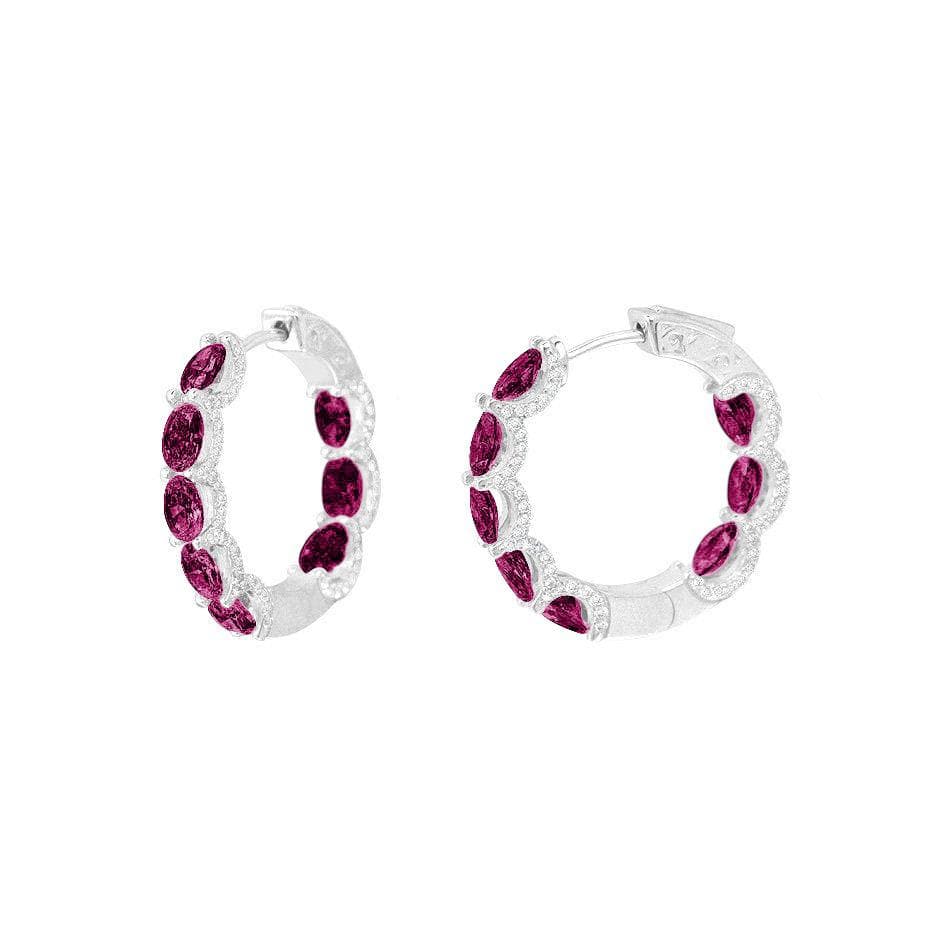 Small Silver Hoop Earring Diamond Imitation by Natkina
