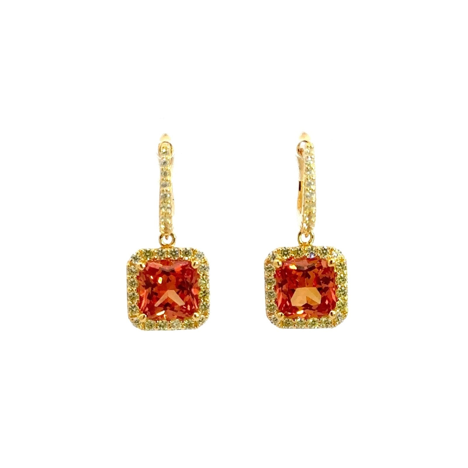 Square Silver Leverback Earrings Peach Fuzz Collection by Natkina