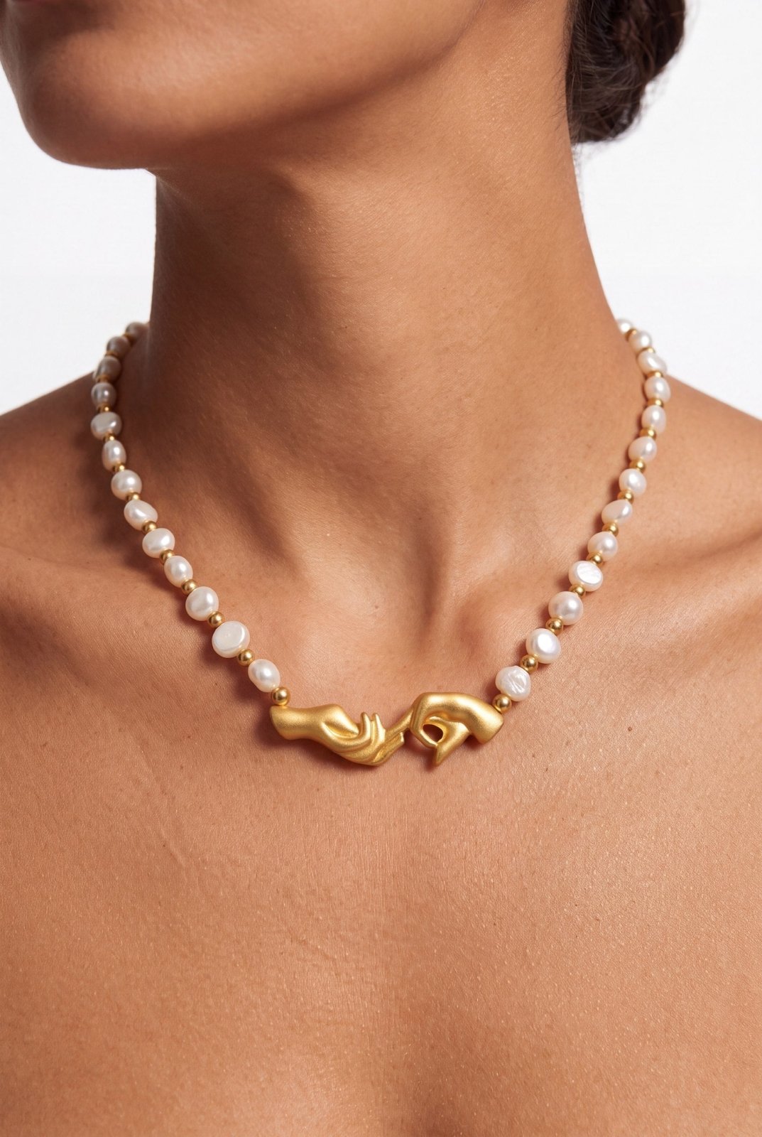 The Delicate Touch Silver Pearl Necklace Body Shape Collection by Natkina