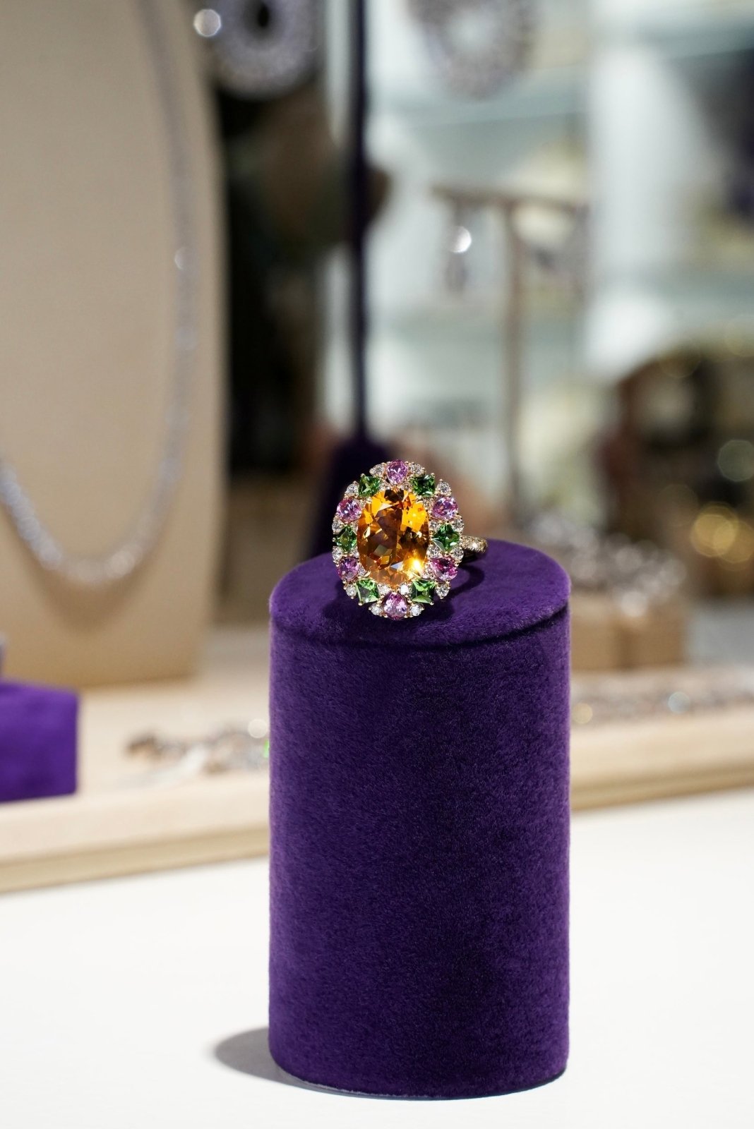 Timeless Citrine Tsavorite Diamond 18K Yellow Gold Exclusive Ring by Natkina