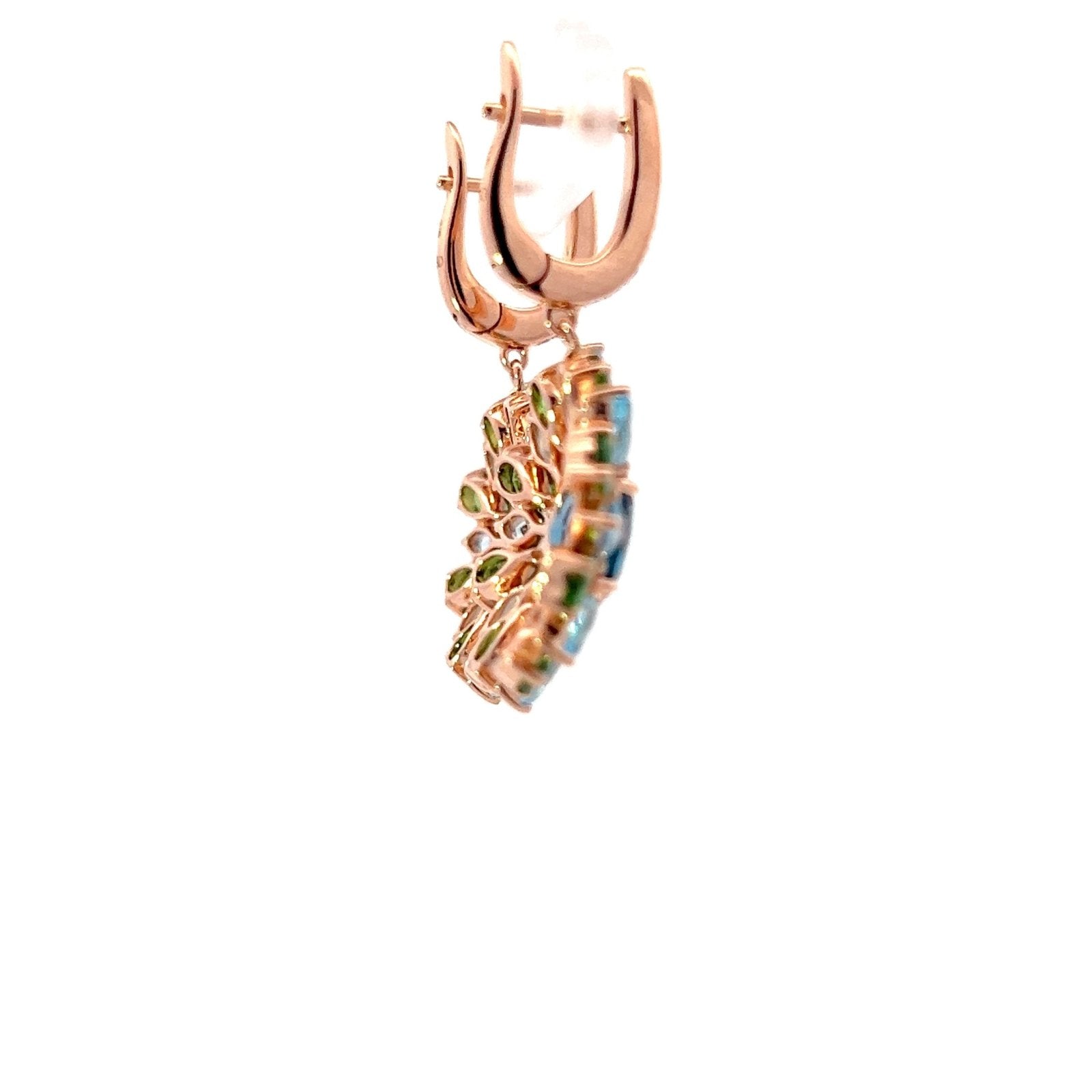 Timeless Emeralds Blue Topaz Diamond 18K Rose Gold Exclusive Earrings by Natkina