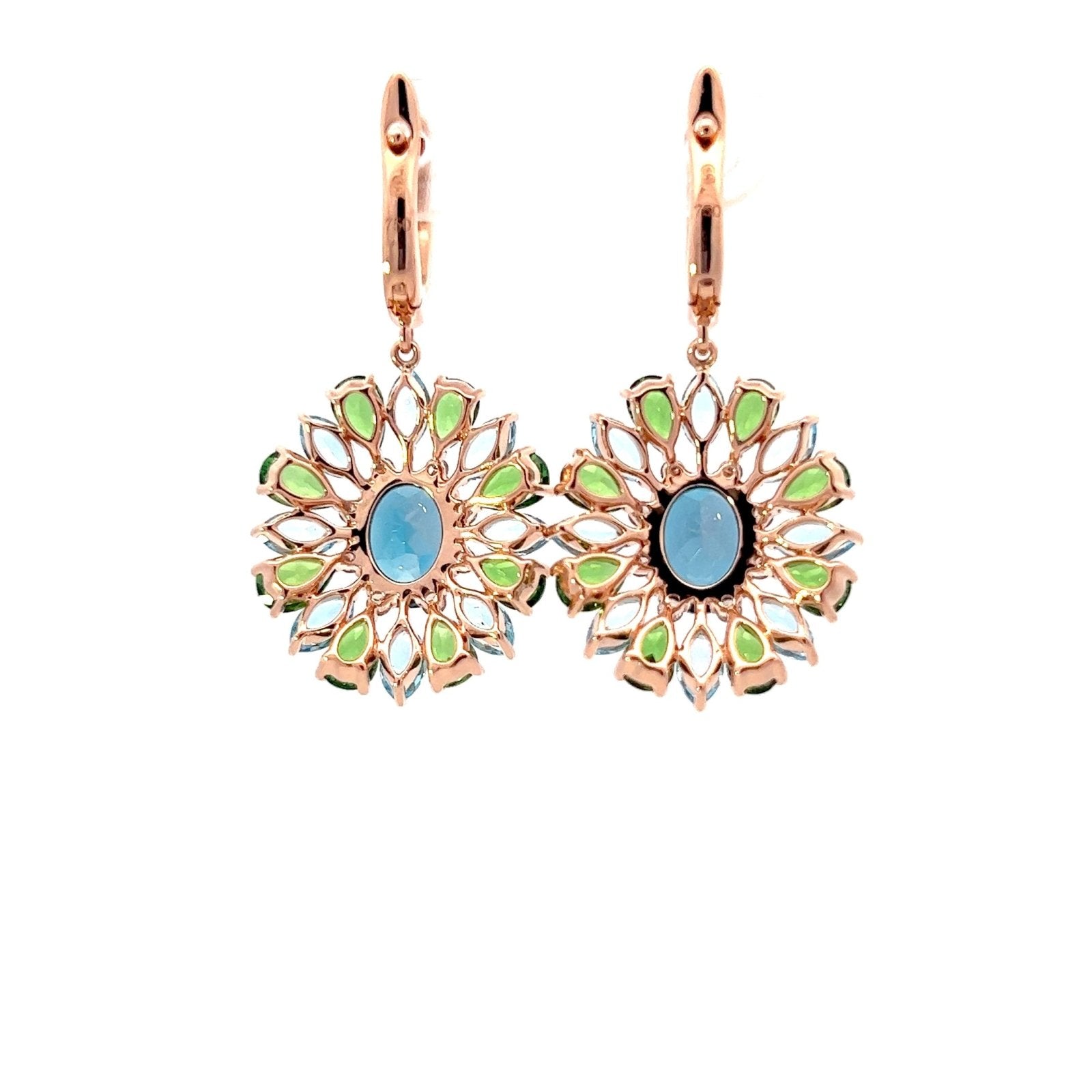 Timeless Emeralds Blue Topaz Diamond 18K Rose Gold Exclusive Earrings by Natkina