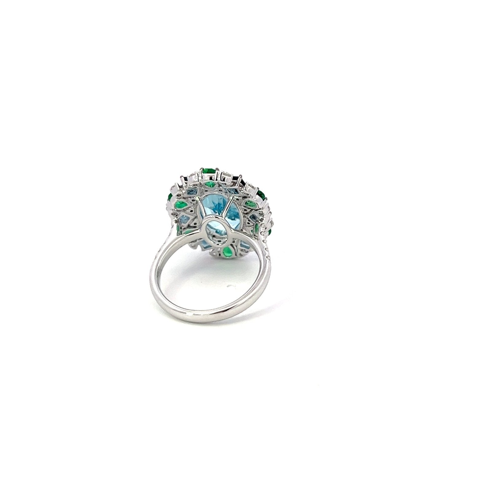 Timeless Emeralds Blue Topaz Diamond 18K White Gold Exclusive Ring Medium by Natkina