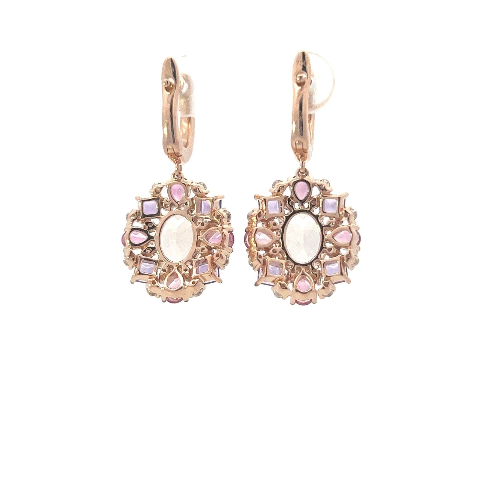 Timeless Pink Tourmaline Amethyst Diamond 18K Rose Gold Exclusive Earrings by Natkina